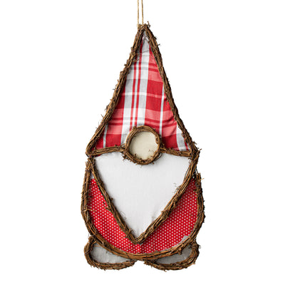 20" Grapevine Hanger: Red Plaid Gnome Item Number: KG3086