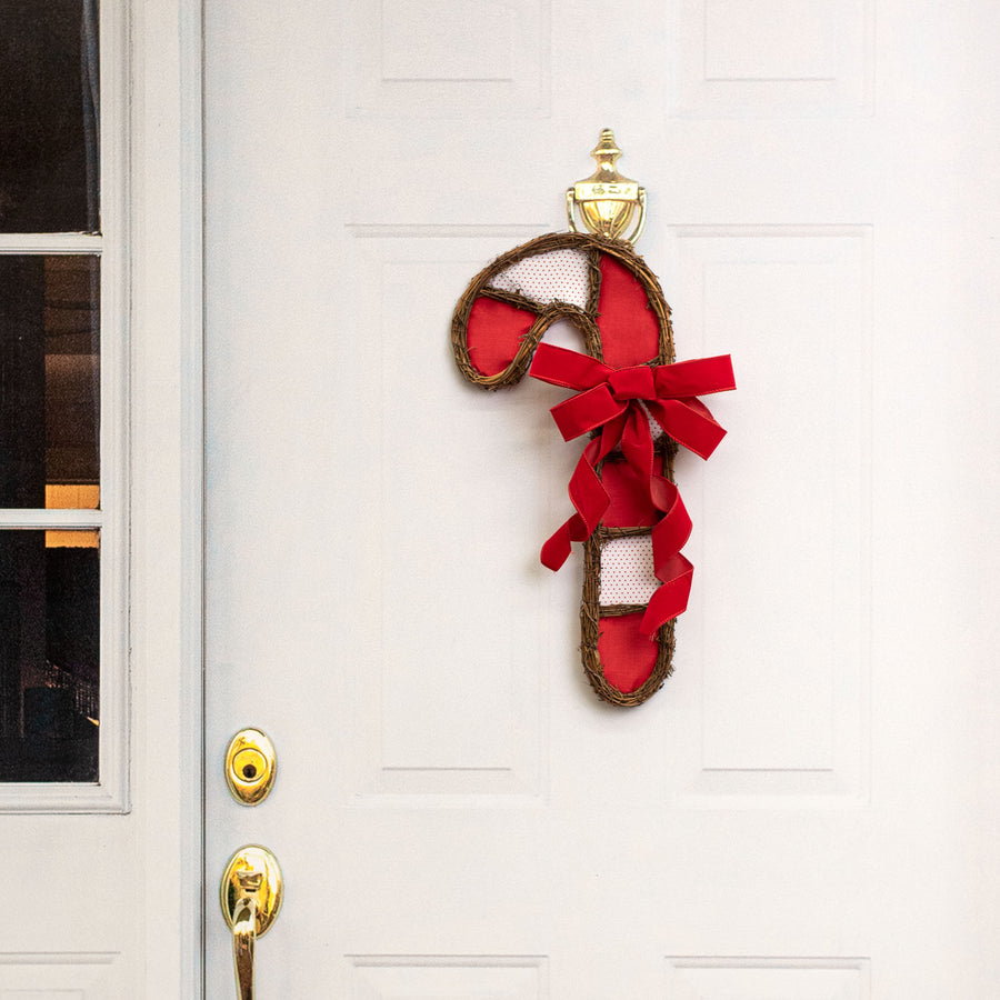 21" Grapevine Hanger: Red & White Polka Dot Candy Cane Lifestyle Photo