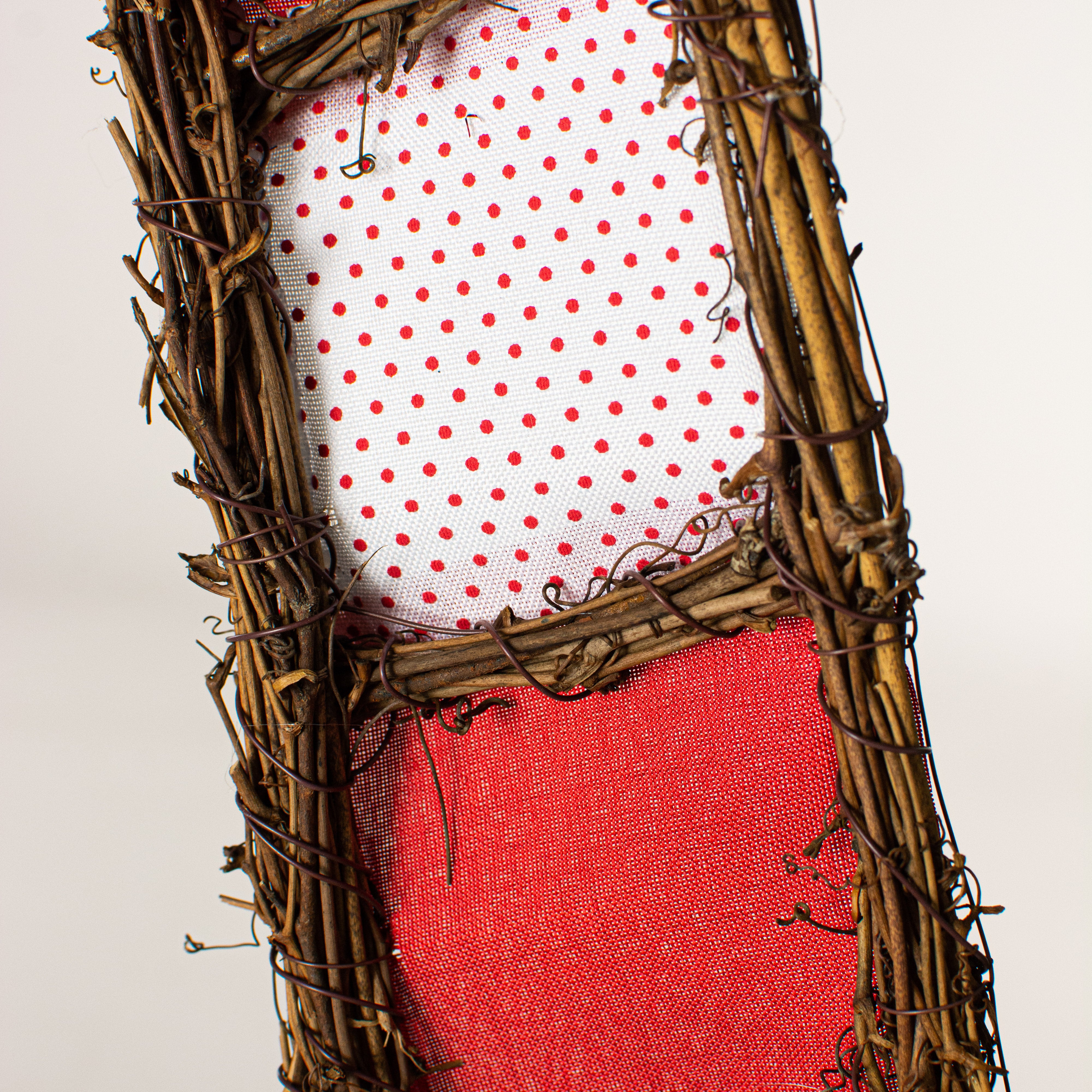 21" Grapevine Hanger: Red & White Polka Dot Candy Cane detail photo 3