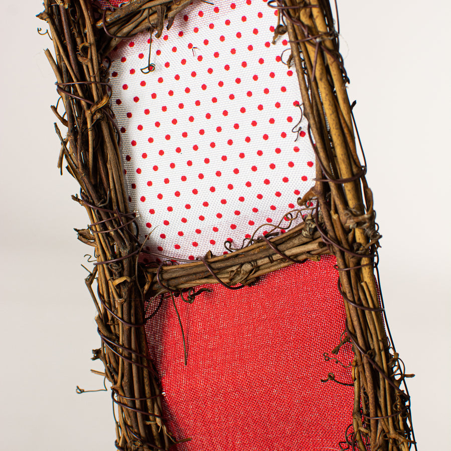 21" Grapevine Hanger: Red & White Polka Dot Candy Cane detail photo 3