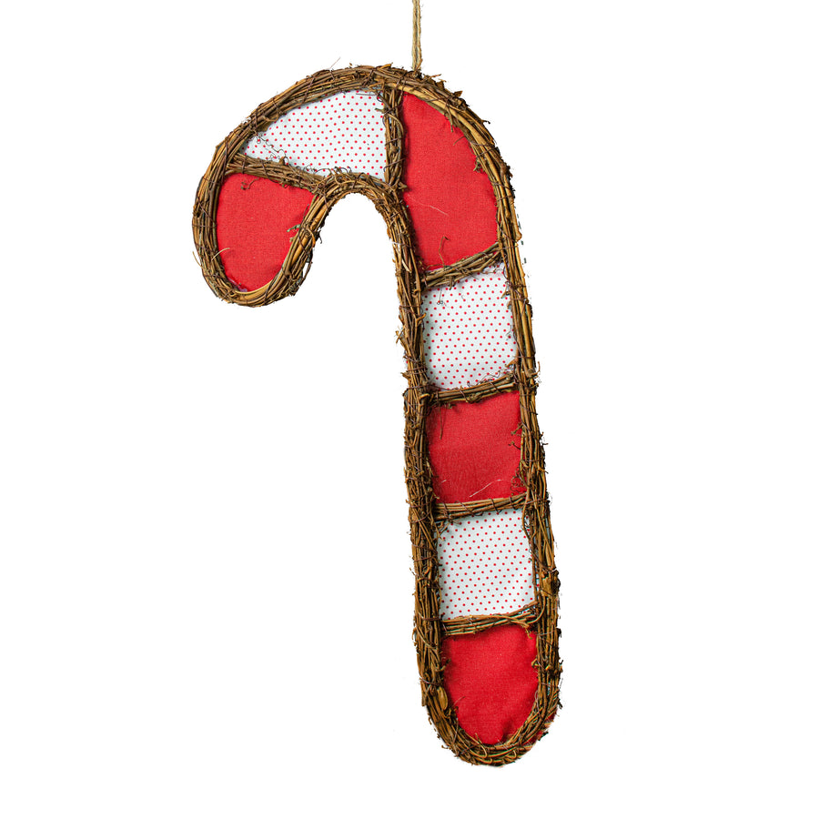 21" Grapevine Hanger: Red & White Polka Dot Candy Cane Item Number: KG3096