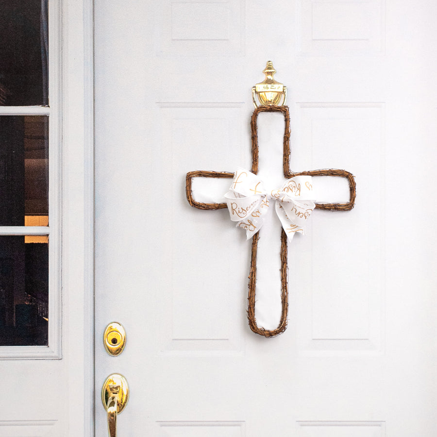 22" Grapevine Hanger: White Cross Lifestyle Photo
