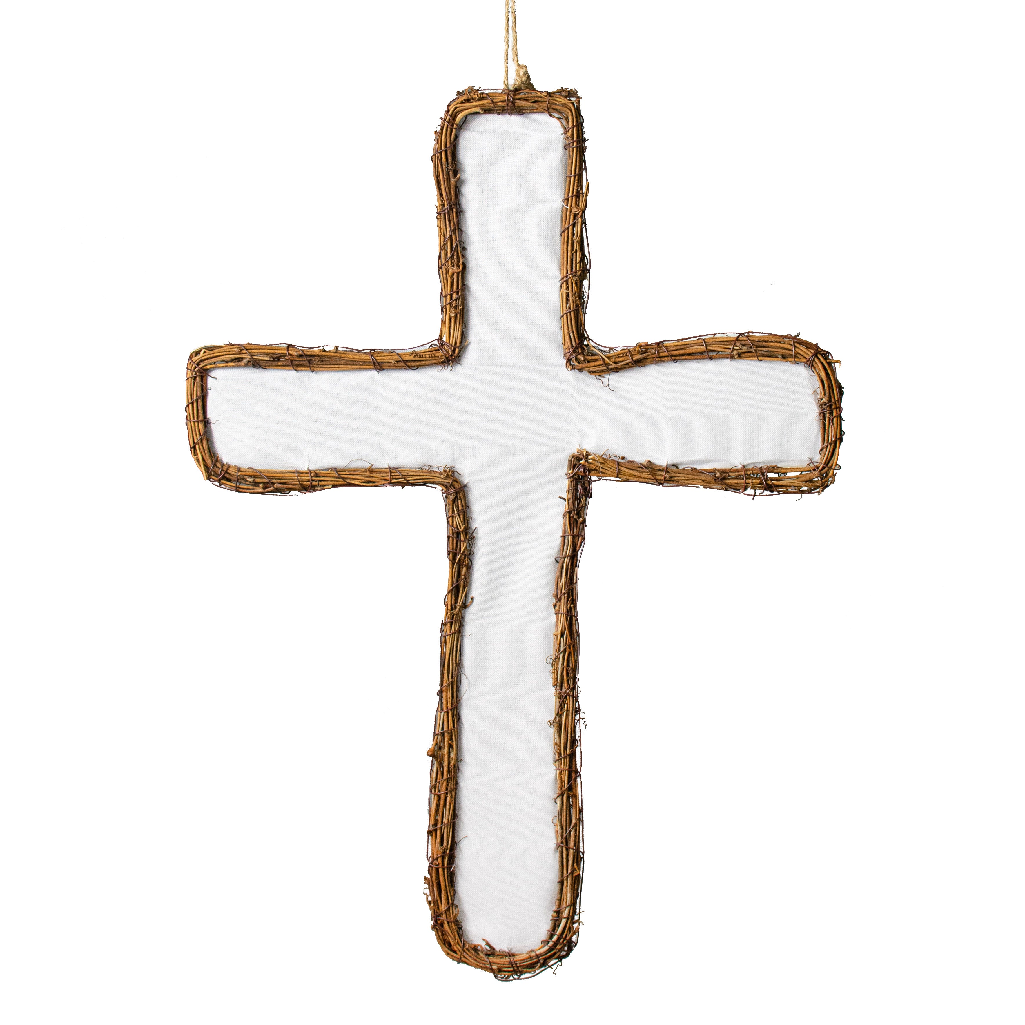 22" Grapevine Hanger: White Cross Item Number: KG3012