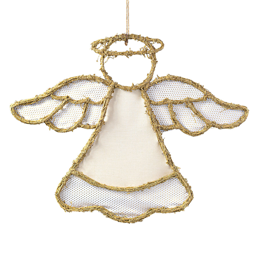 25" Grapevine Hanger: White, Gold, Cream Angel Item Number: KG3075