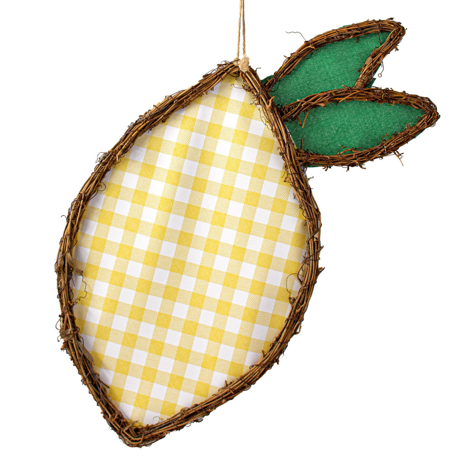 21.5" Grapevine Hanger: Yellow Check Lemon Item Number: KG3013