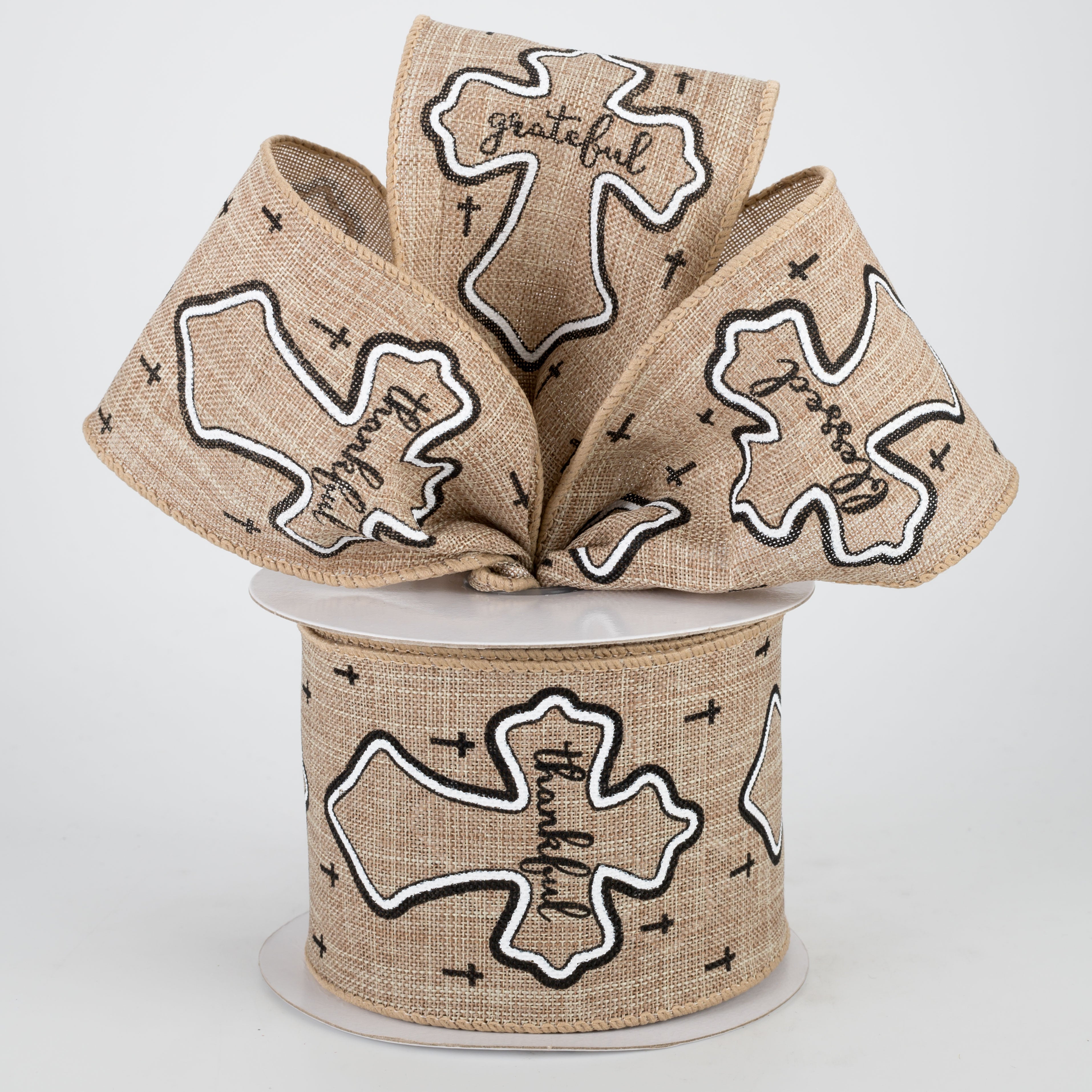 2.5" Grateful, Thankful, Blessed Crosses Ribbon (10 Yards) Lifestyle Photo