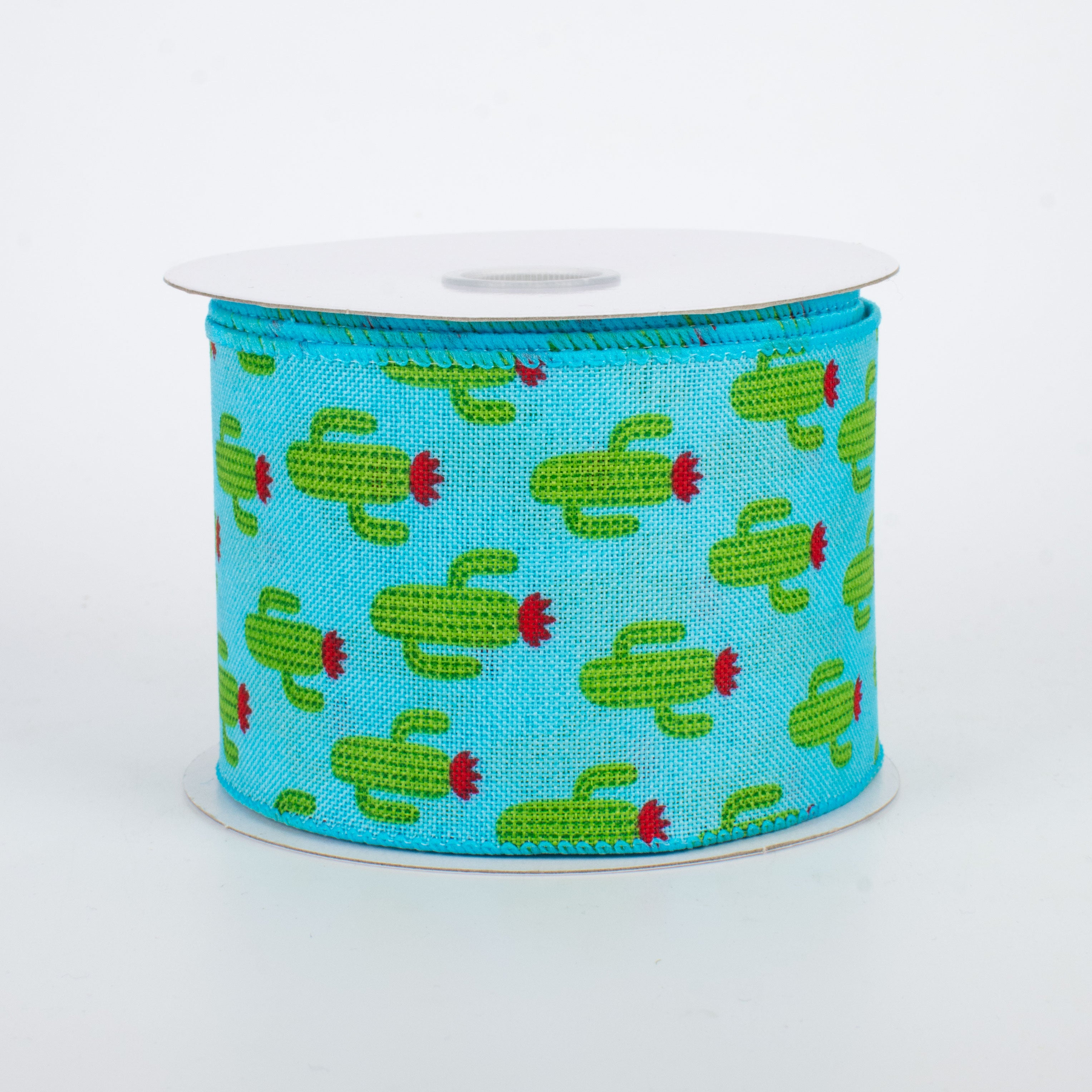 2.5" Green Cactus Ribbon: Blue (10 Yards)