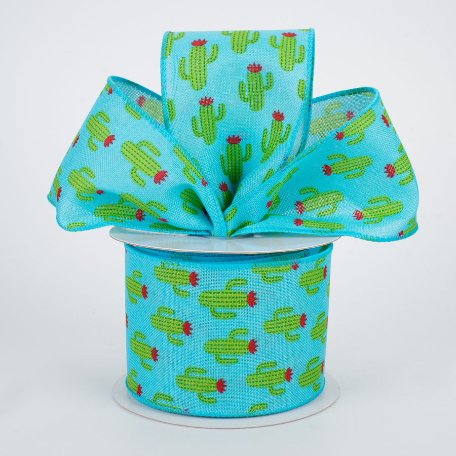 2.5" Green Cactus Ribbon: Blue (10 Yards) Lifestyle Photo