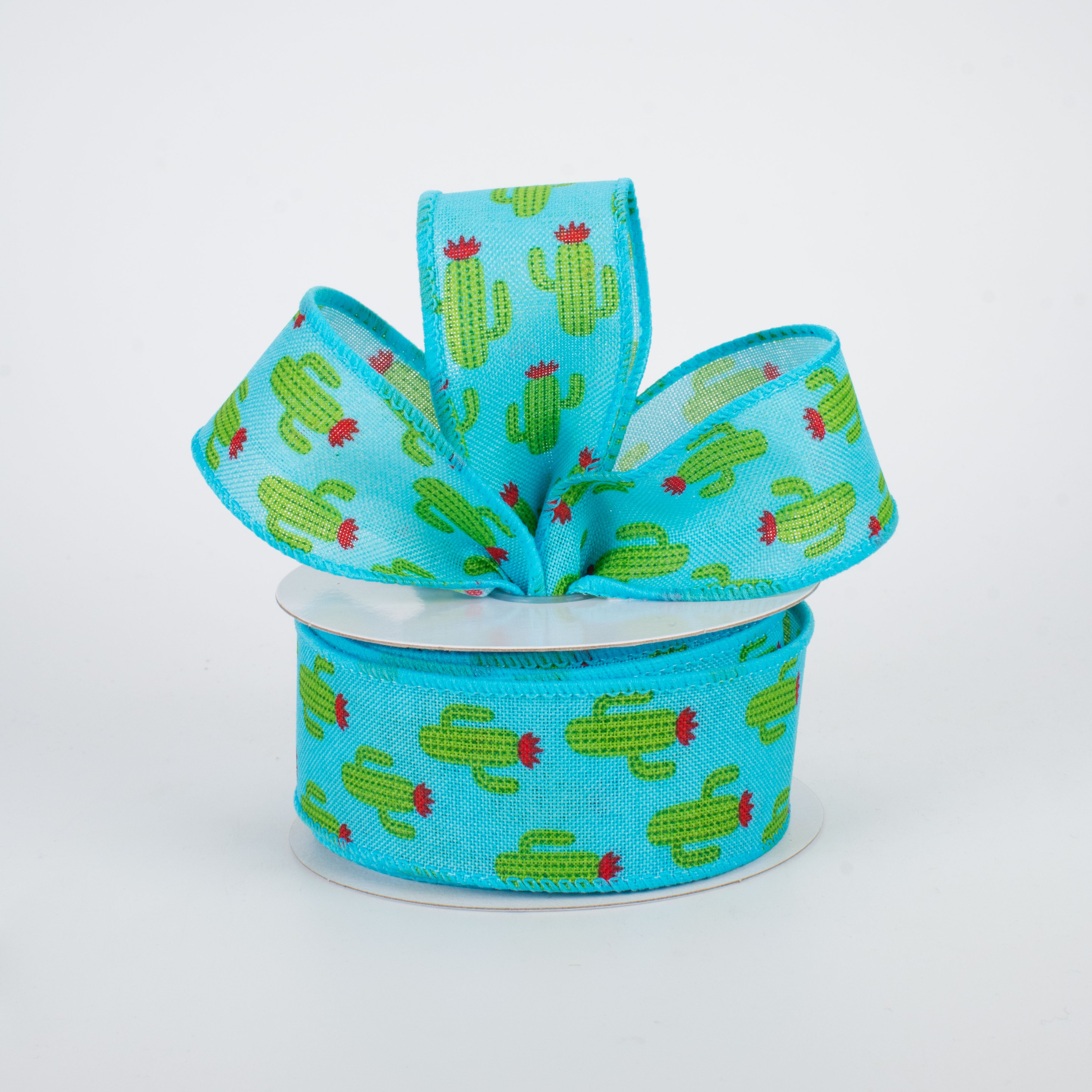 1.5" Green Cactus Ribbon: Blue (10 Yards) Lifestyle Photo