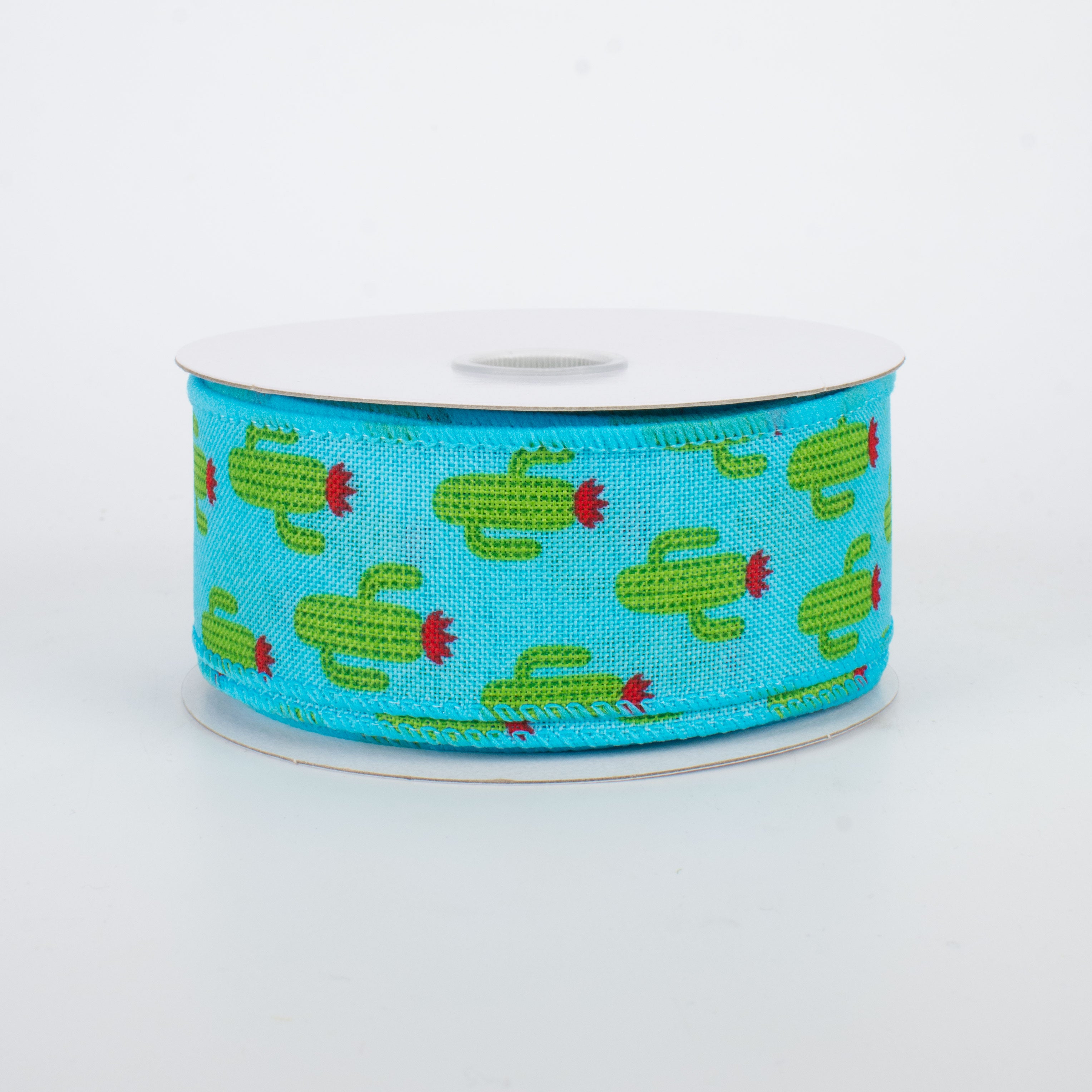 1.5" Green Cactus Ribbon: Blue (10 Yards)