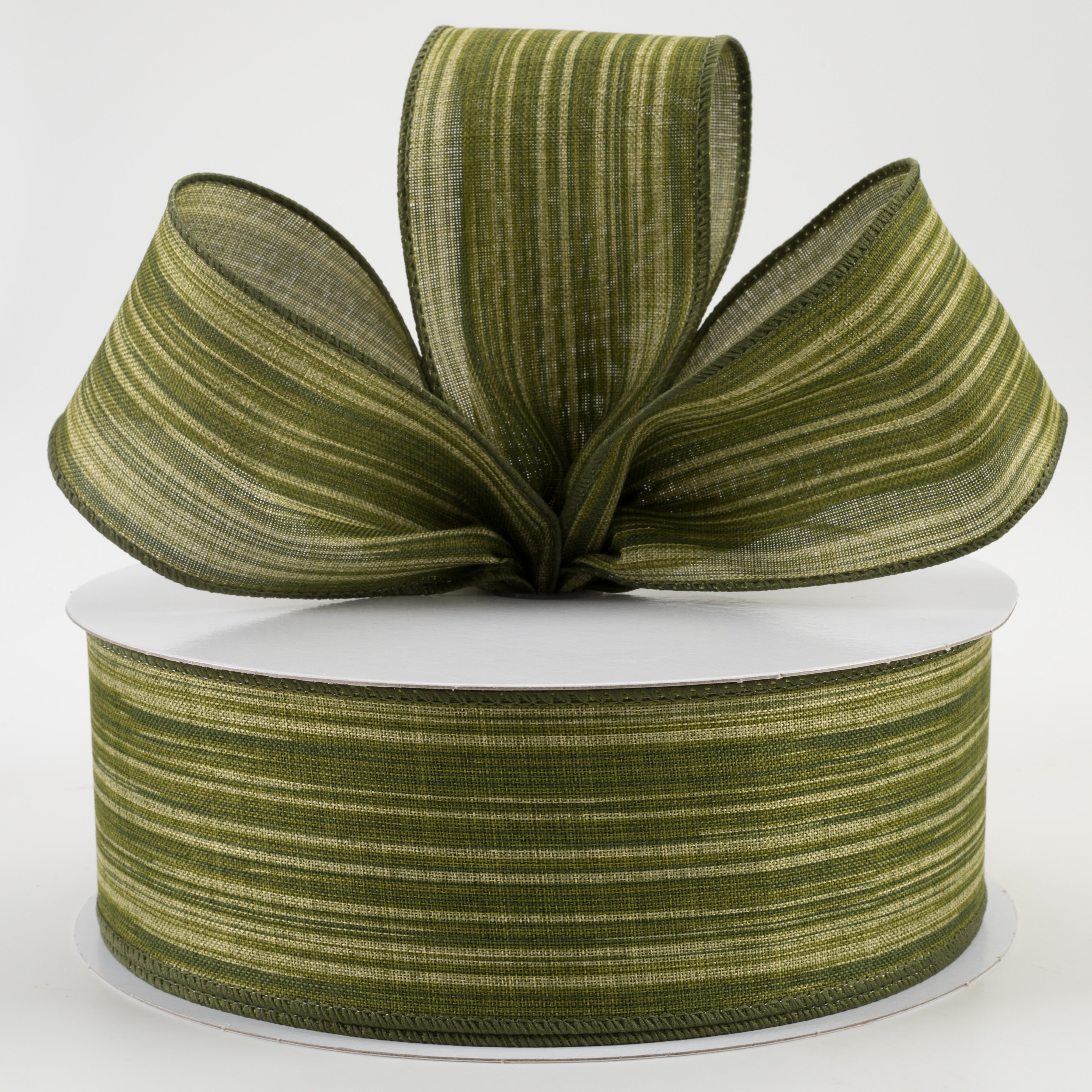 2.5" Green Leaf Stripes Ribbon (50 Yards) Lifestyle Photo