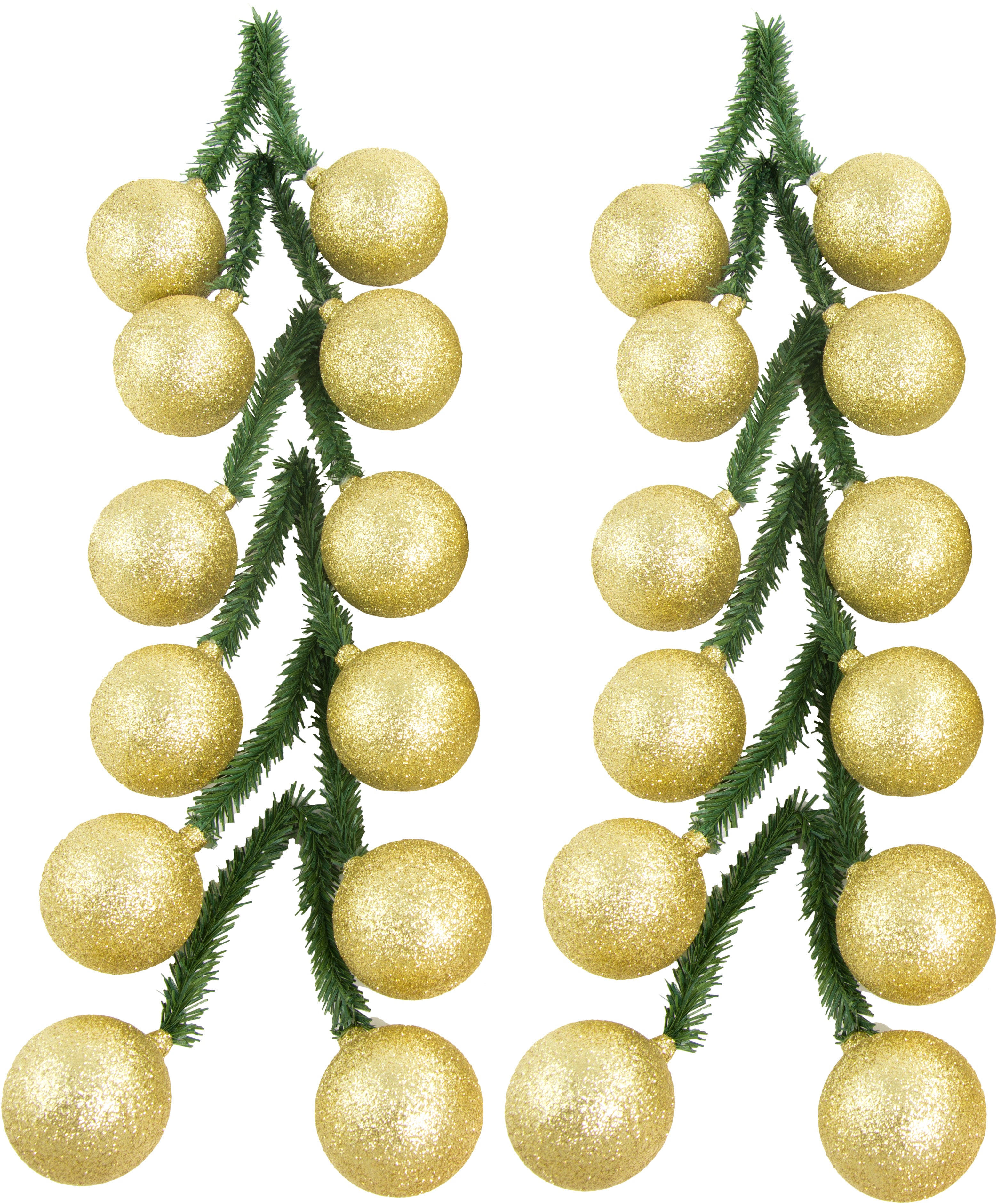 6" Green Tinsel Tie With 50MM Glitter Ball: Gold (12) Lifestyle Photo