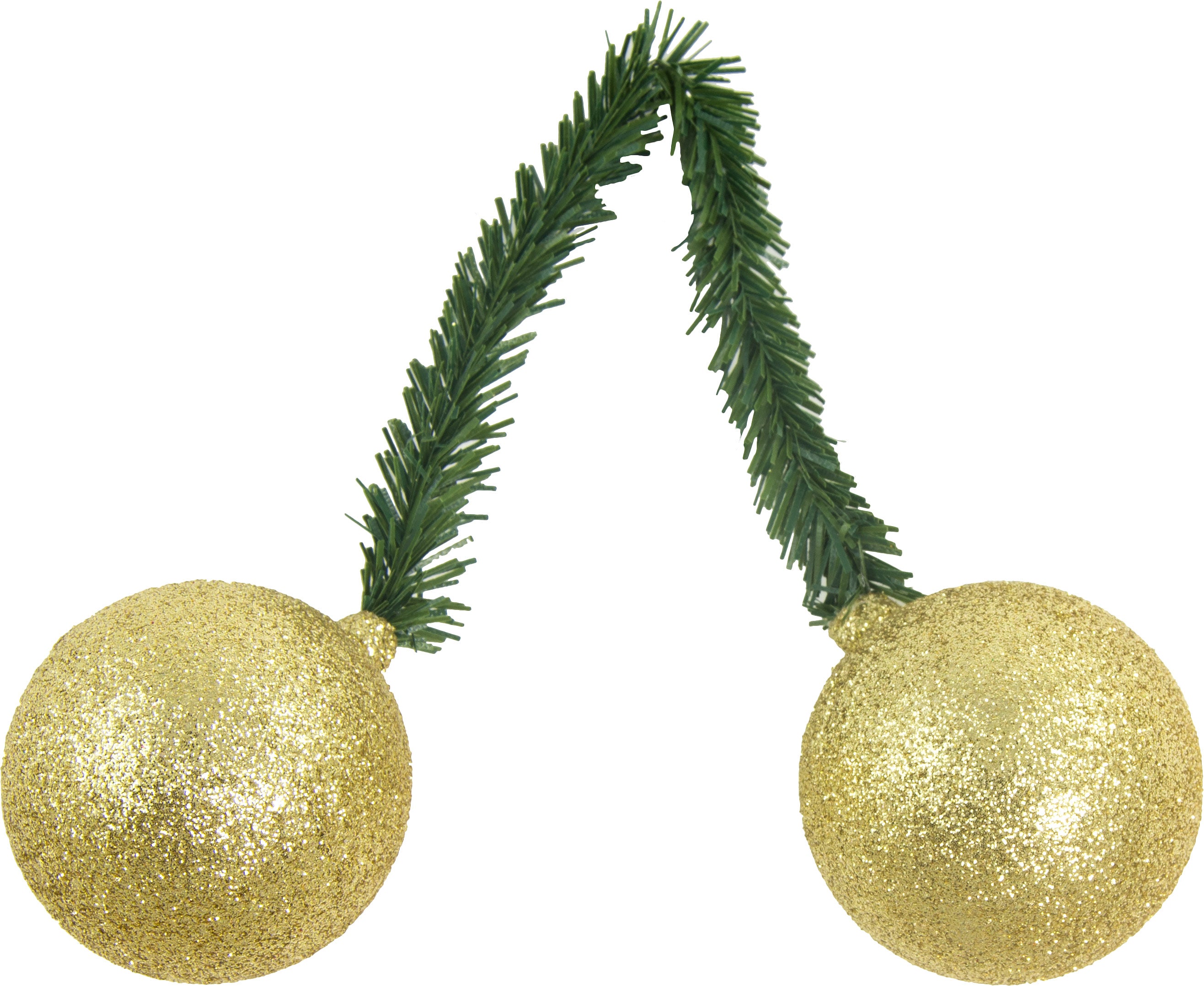 6" Green Tinsel Tie With 50MM Glitter Ball: Gold (12) Item Number: XX085508