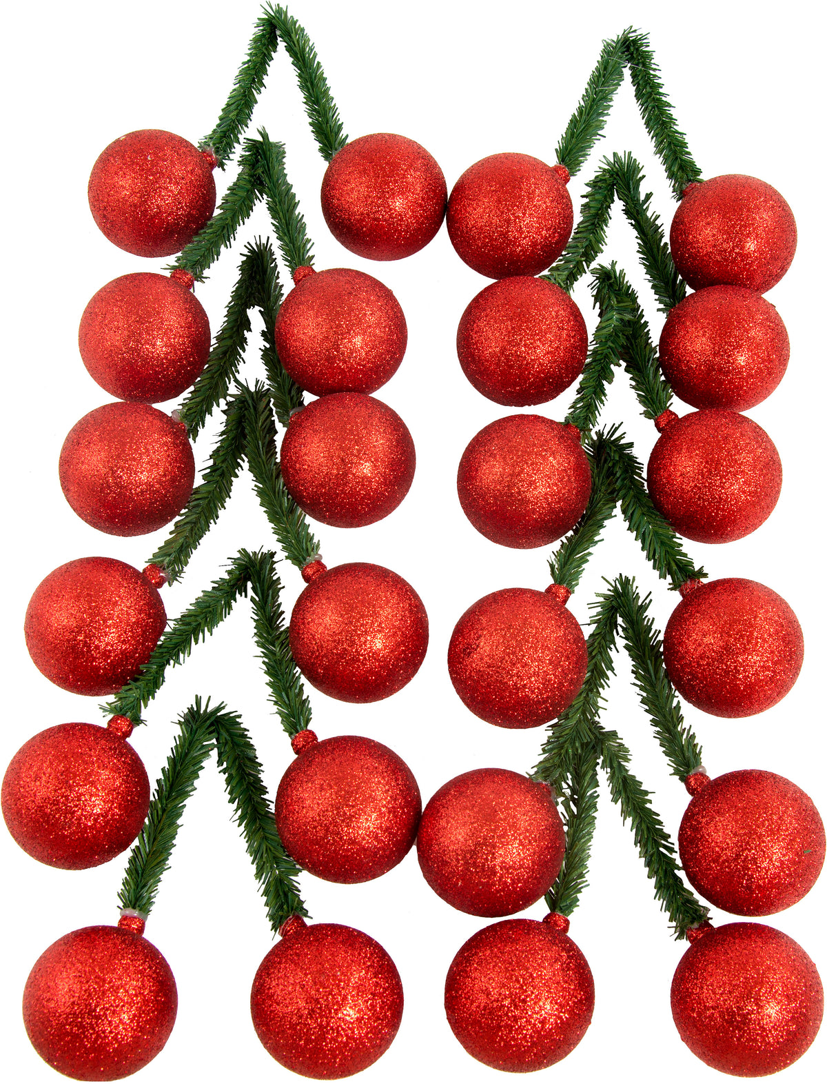 6" Green Tinsel Tie With 50MM Glitter Ball: Red (12) Lifestyle Photo