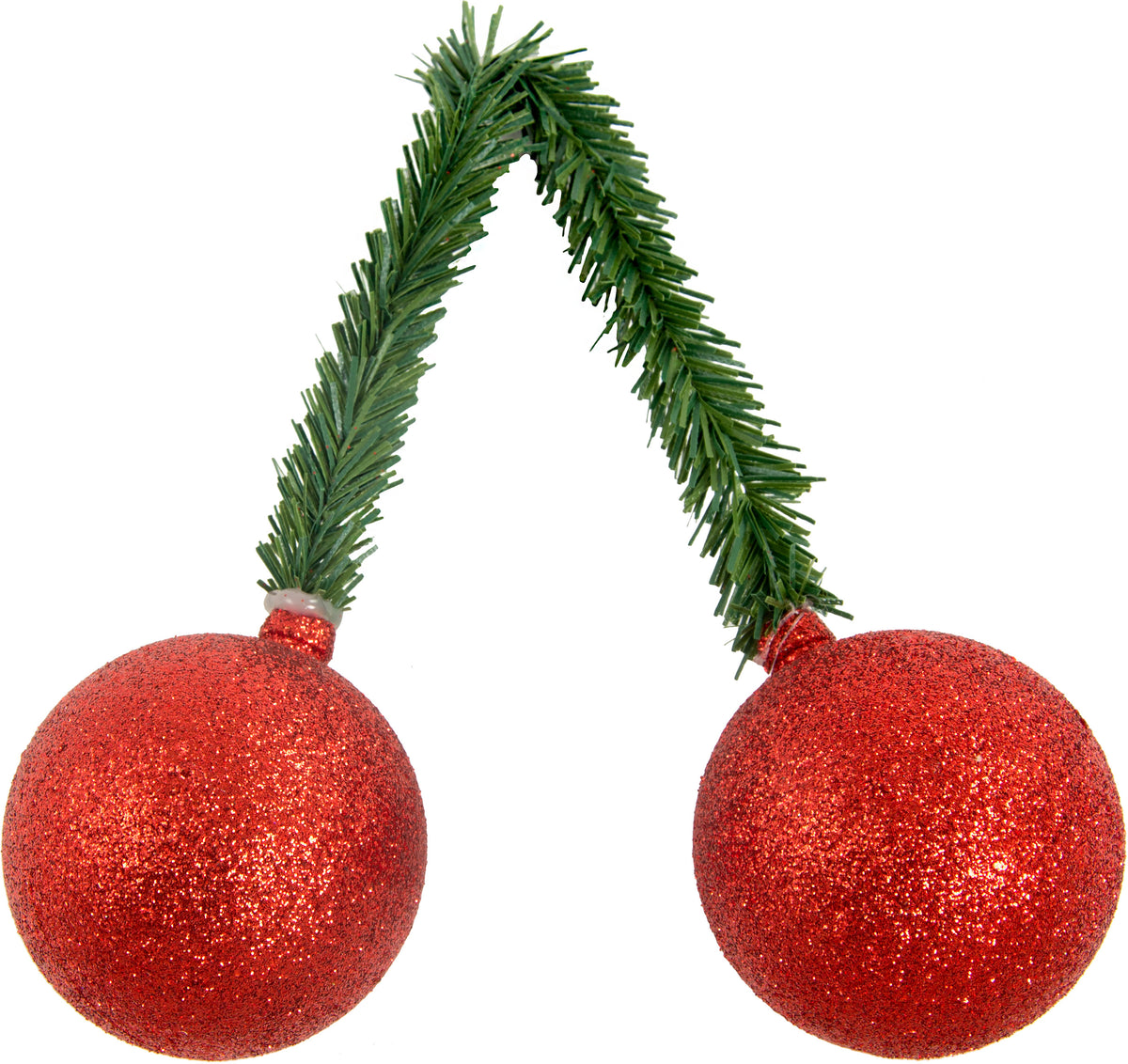 6" Green Tinsel Tie With 50MM Glitter Ball: Red (12) Item Number: XX085524