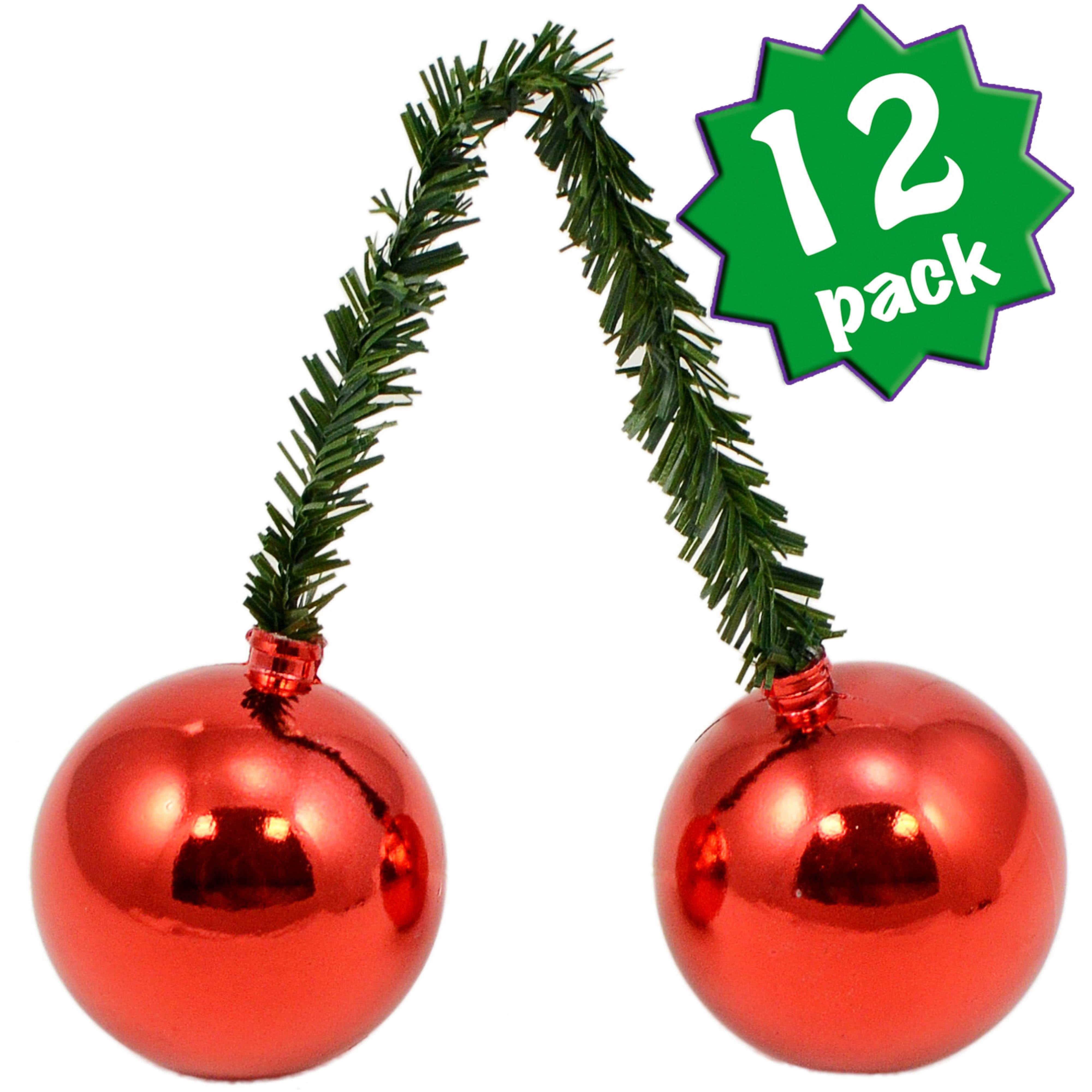 6" Green Tinsel Ties w/ 50mm Balls: Red (Set of 12) Item Number: XX085124