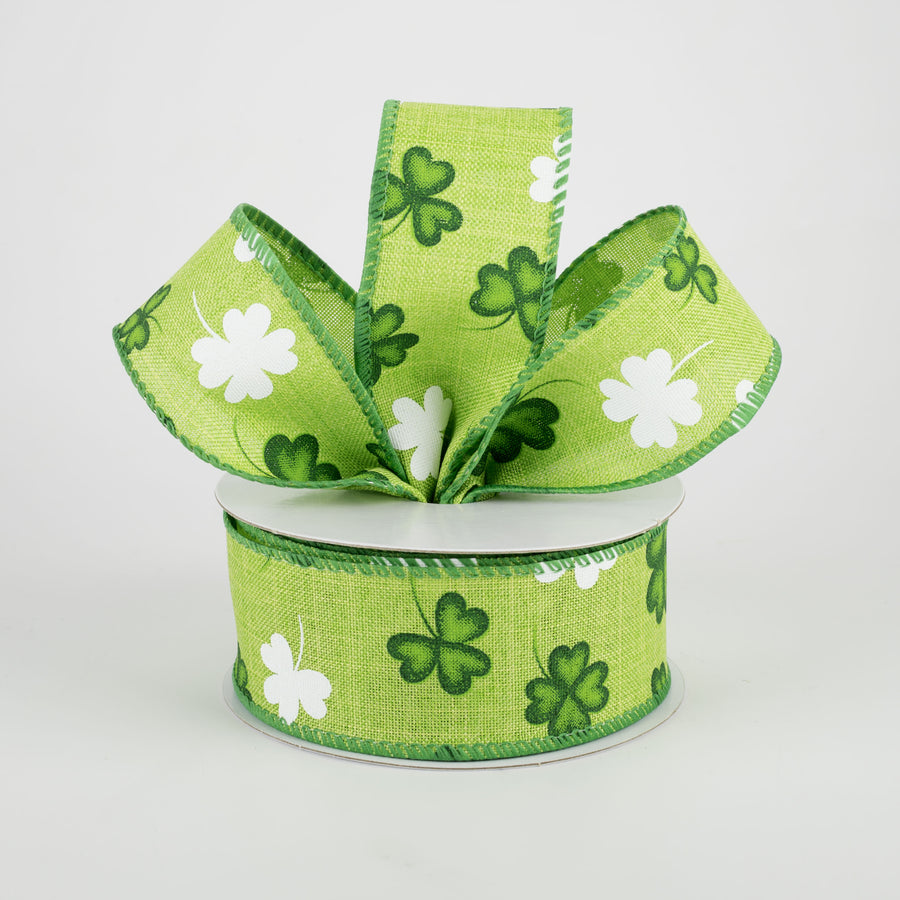 1.5" Green & White Shamrock Ribbon (10 Yards) Lifestyle Photo