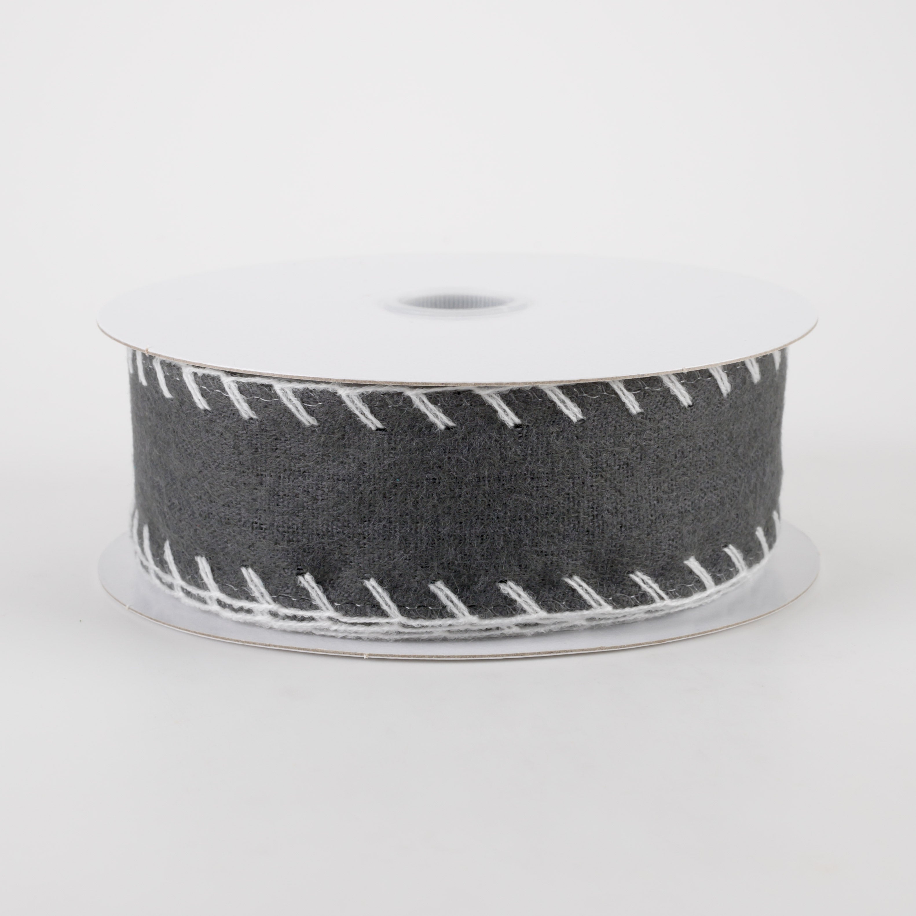 1.5" Grey Felt Ribbon W White Stitched Edge (10 Yards) Item Number: 71151-09-51