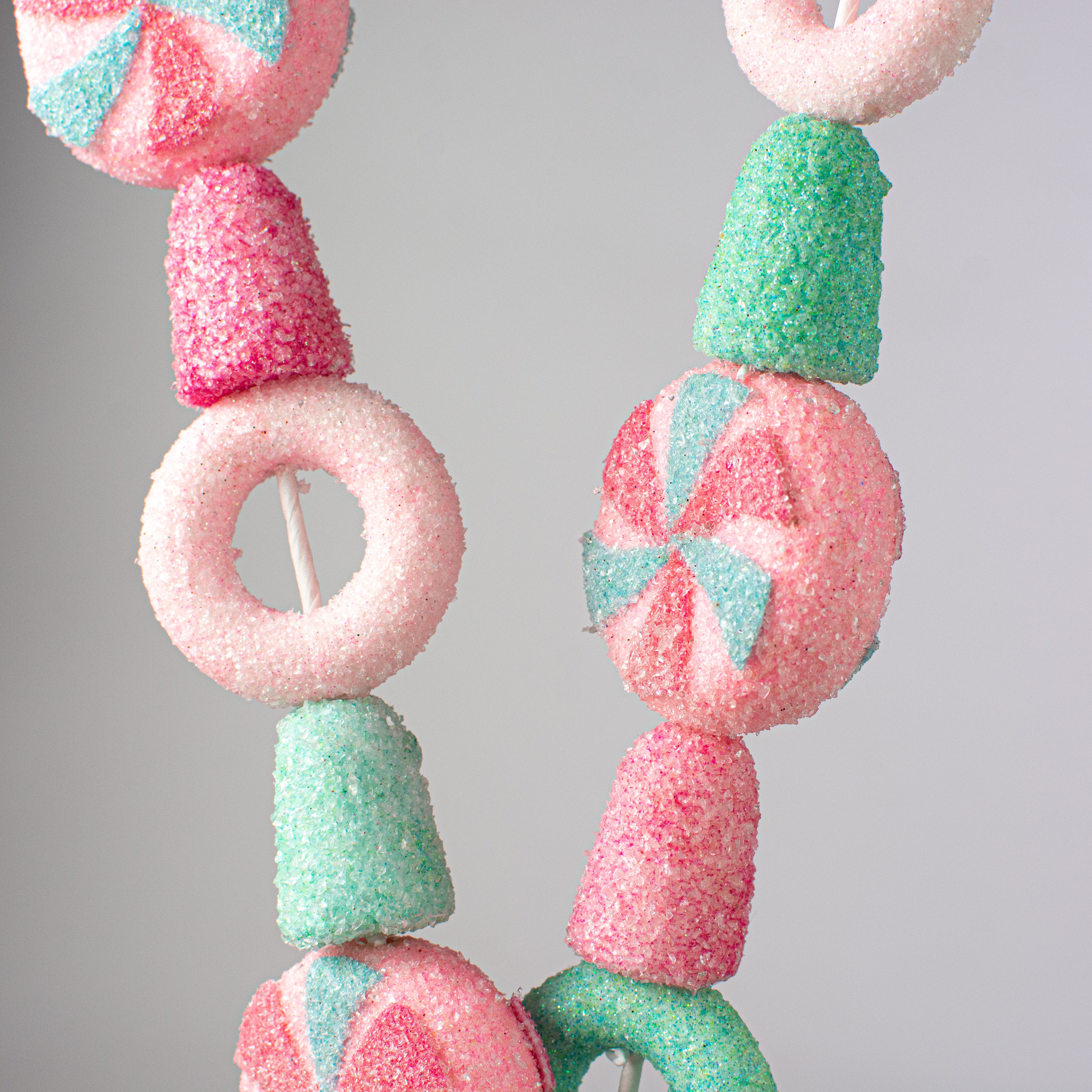 32" Gumdrop Peppermint Ring Spray: Fuchsia, Pink, Blue Lifestyle Photo