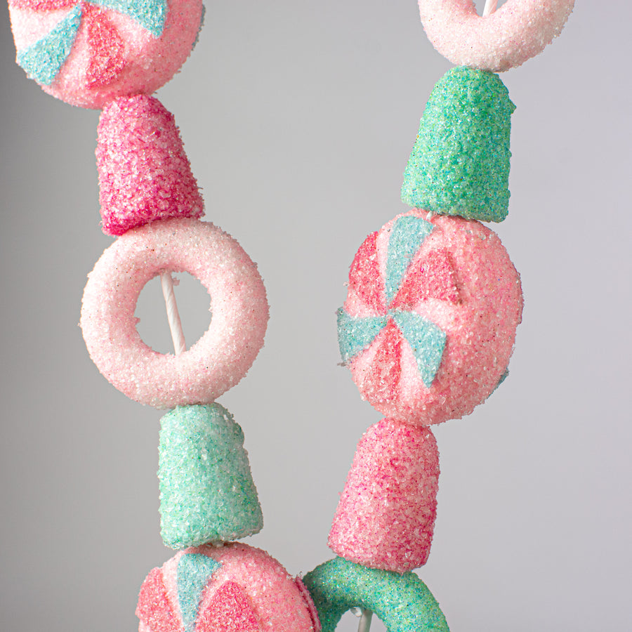 32" Gumdrop Peppermint Ring Spray: Fuchsia, Pink, Blue Lifestyle Photo