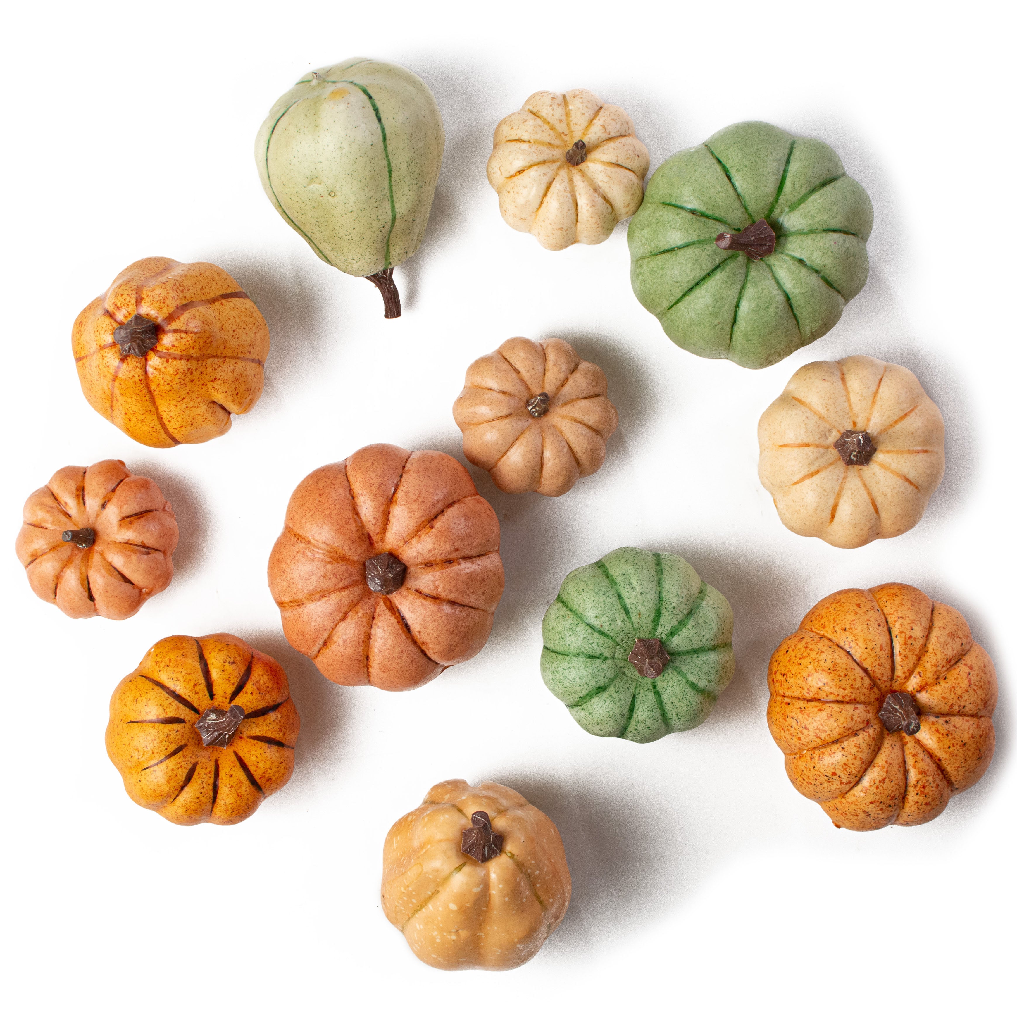 1.75" to 3.75" Assorted Artificial Pumpkins: Sage Fall (12)