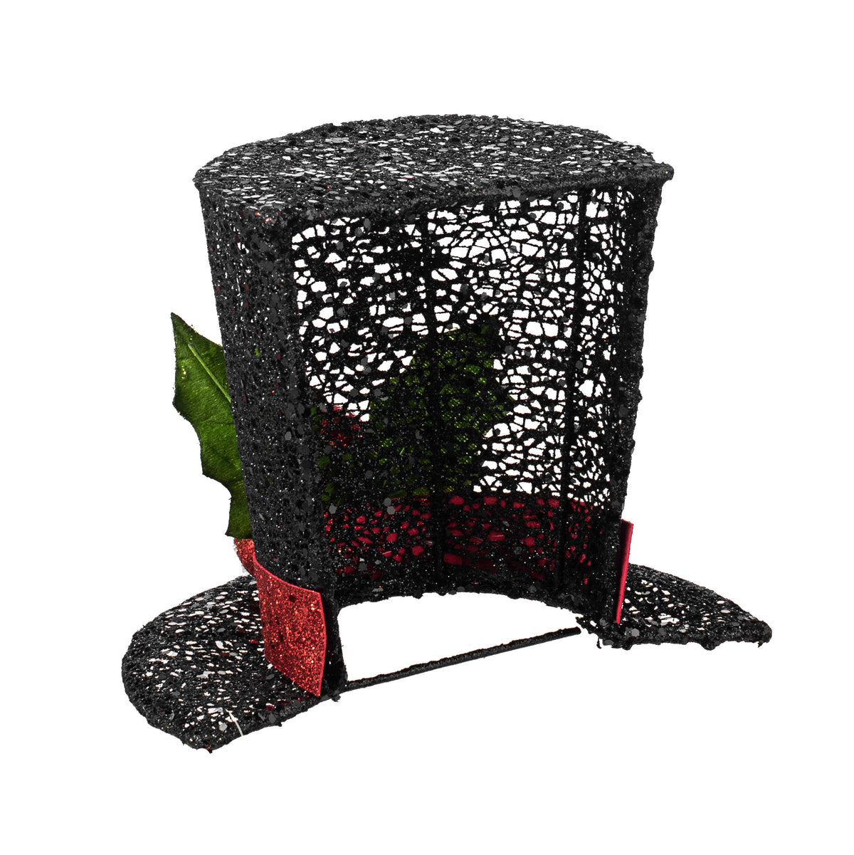 6" Half-a-Hat Glitter Mesh Top Hat detail photo 4