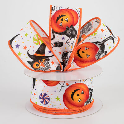 1.5" Halloween Collage Satin Ribbon (10 Yards) Lifestyle Photo