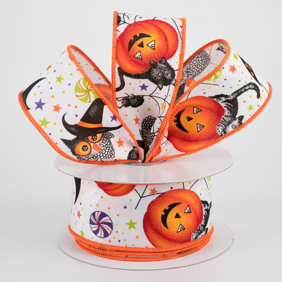 1.5" Halloween Collage Satin Ribbon (10 Yards) Lifestyle Photo