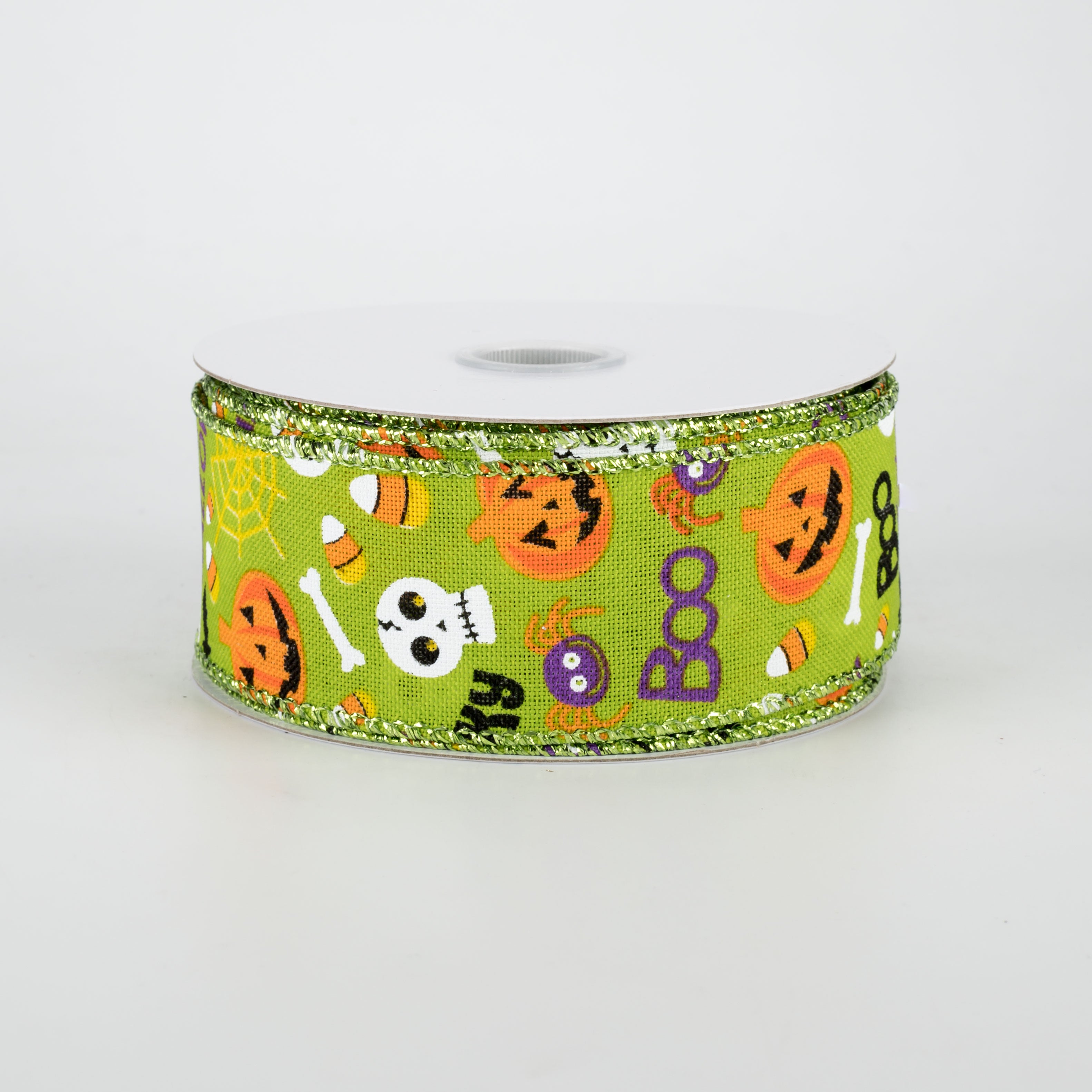 1.5" Halloween Fun Ribbon: Lime Green (10 Yards)