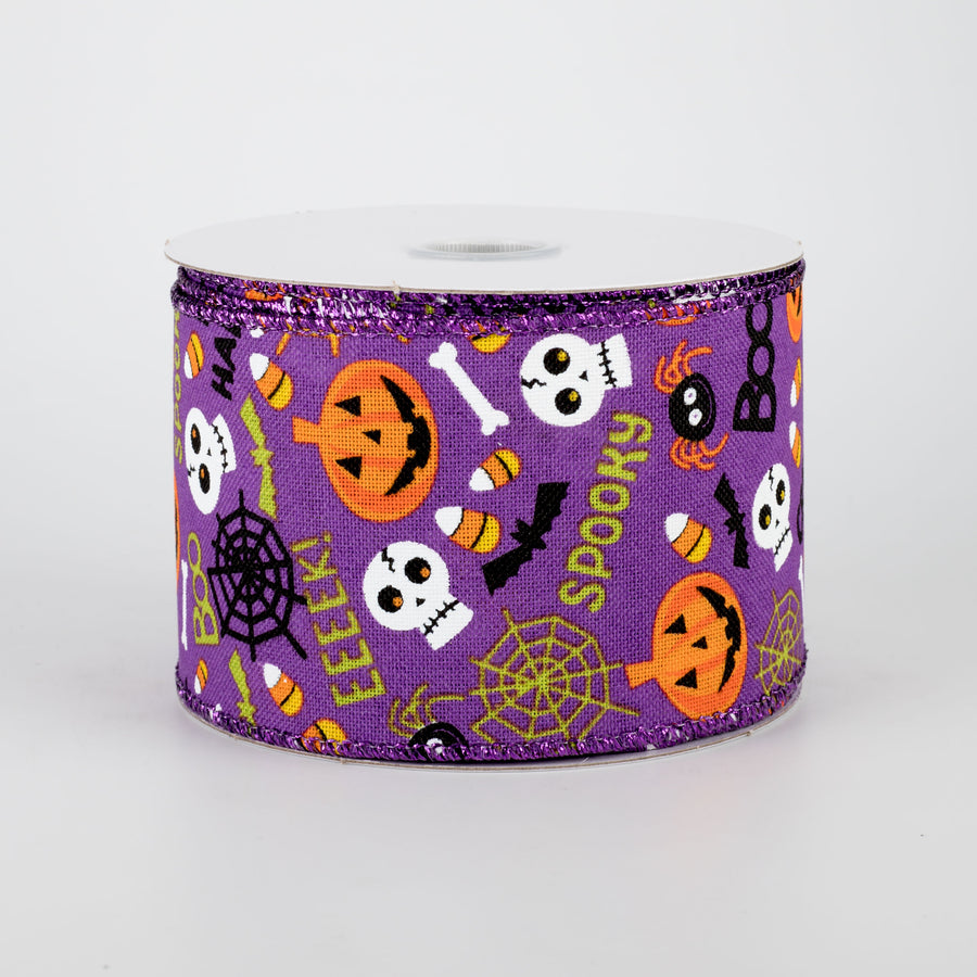 2.5" Halloween Fun Ribbon: Purple (10 Yards)