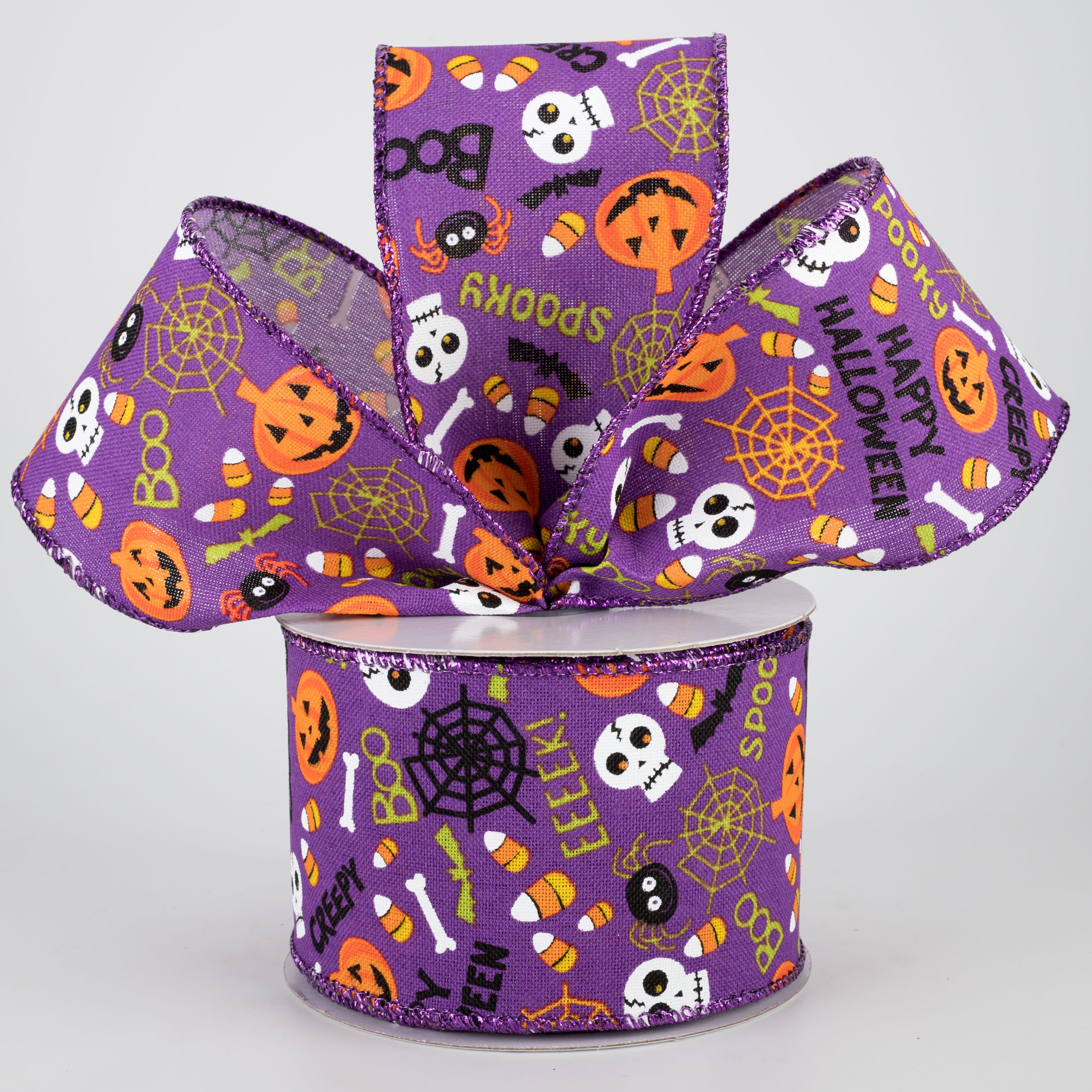 2.5" Halloween Fun Ribbon: Purple (10 Yards) Lifestyle Photo
