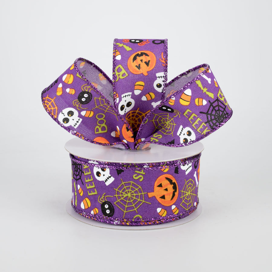 1.5" Halloween Fun Ribbon: Purple (10 Yards) Lifestyle Photo