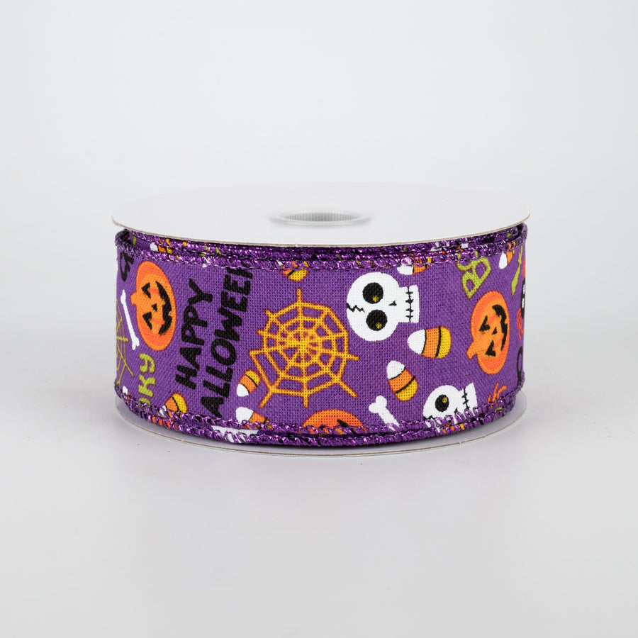 1.5" Halloween Fun Ribbon: Purple (10 Yards)