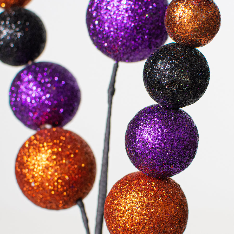 24" Halloween Glitter Ball Spray: Orange, Black & Purple Lifestyle Photo