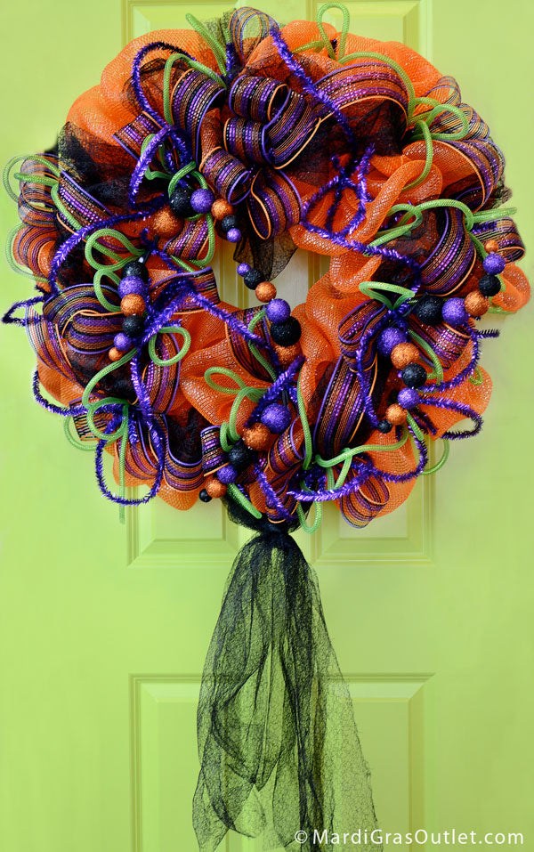 24" Halloween Glitter Ball Spray: Orange, Black & Purple detail photo 4