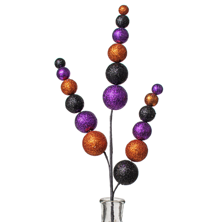 24" Halloween Glitter Ball Spray: Orange, Black & Purple Item Number: XS5738P8