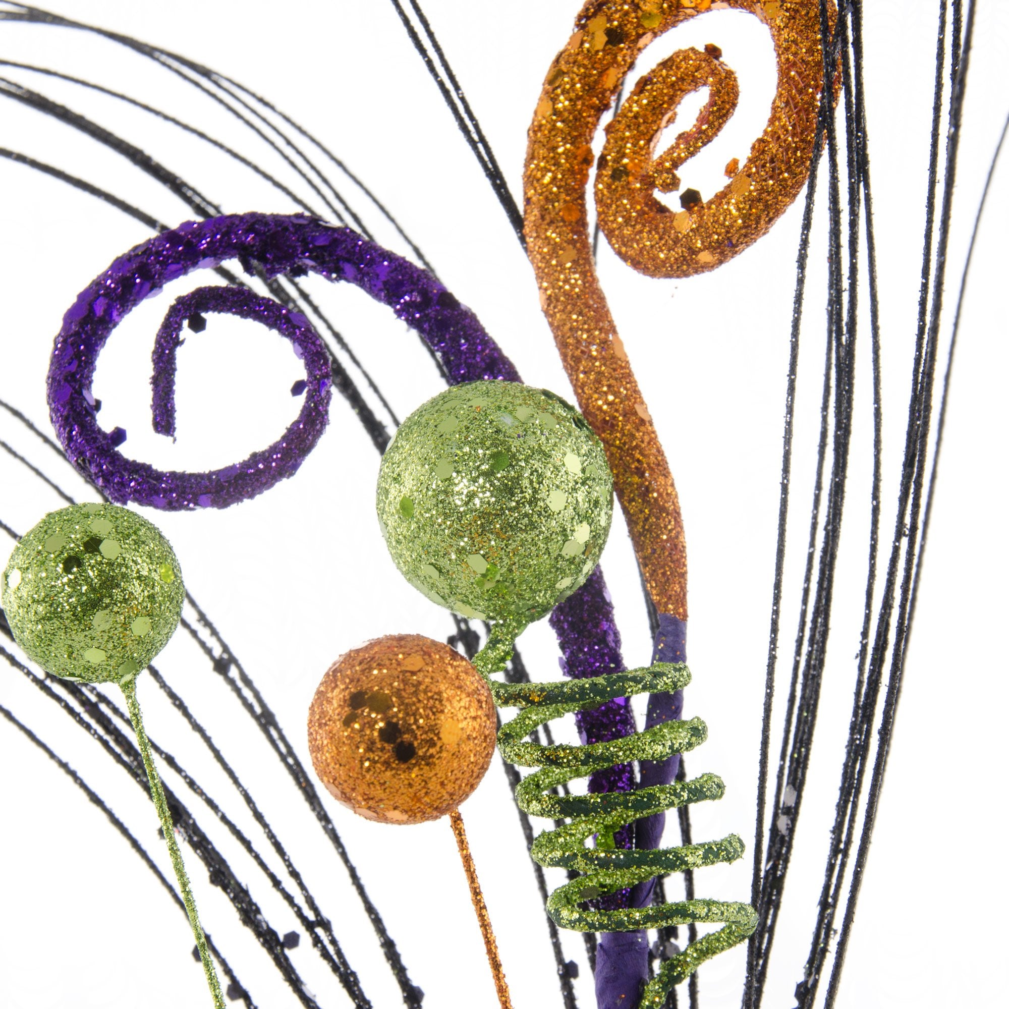 18" Halloween Glitter Curly Ball Pick: Orange, Lime Green, Purple detail photo 7