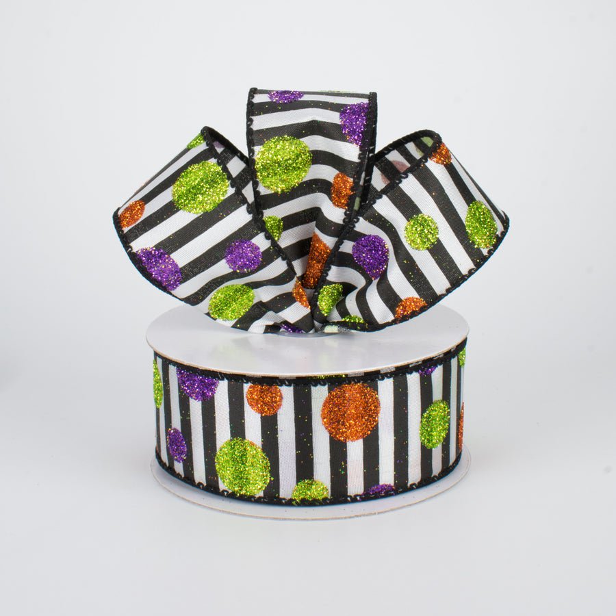 1.5" Halloween Glitter Dots and Stripes (10 Yards) Lifestyle Photo