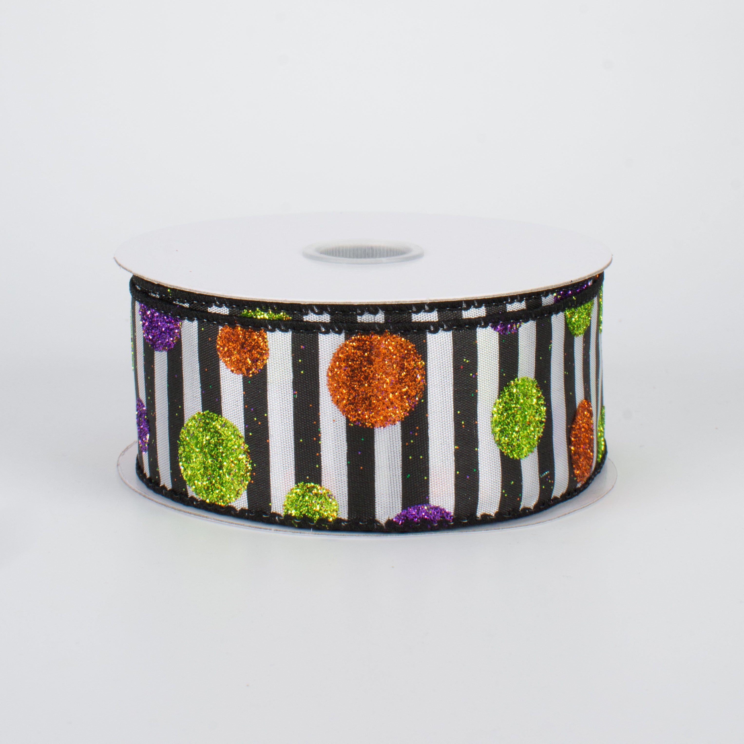 1.5" Halloween Glitter Dots and Stripes (10 Yards)