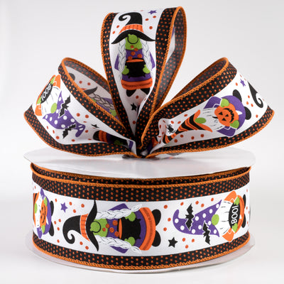 2.5" Halloween Gnomes On Polka Dot Ribbon: White (50 Yards) Lifestyle Photo