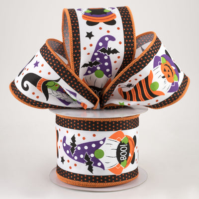 2.5" Halloween Gnomes On Polka Dot Ribbon: White (10 Yards) Lifestyle Photo