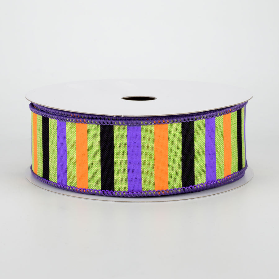 1.5" Halloween Horizontal Stripe Ribbon: Lime (10 Yards)