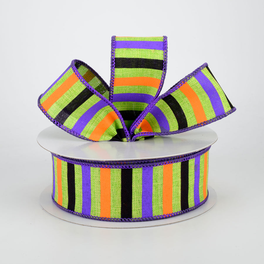 1.5" Halloween Horizontal Stripe Ribbon: Lime (10 Yards) Lifestyle Photo