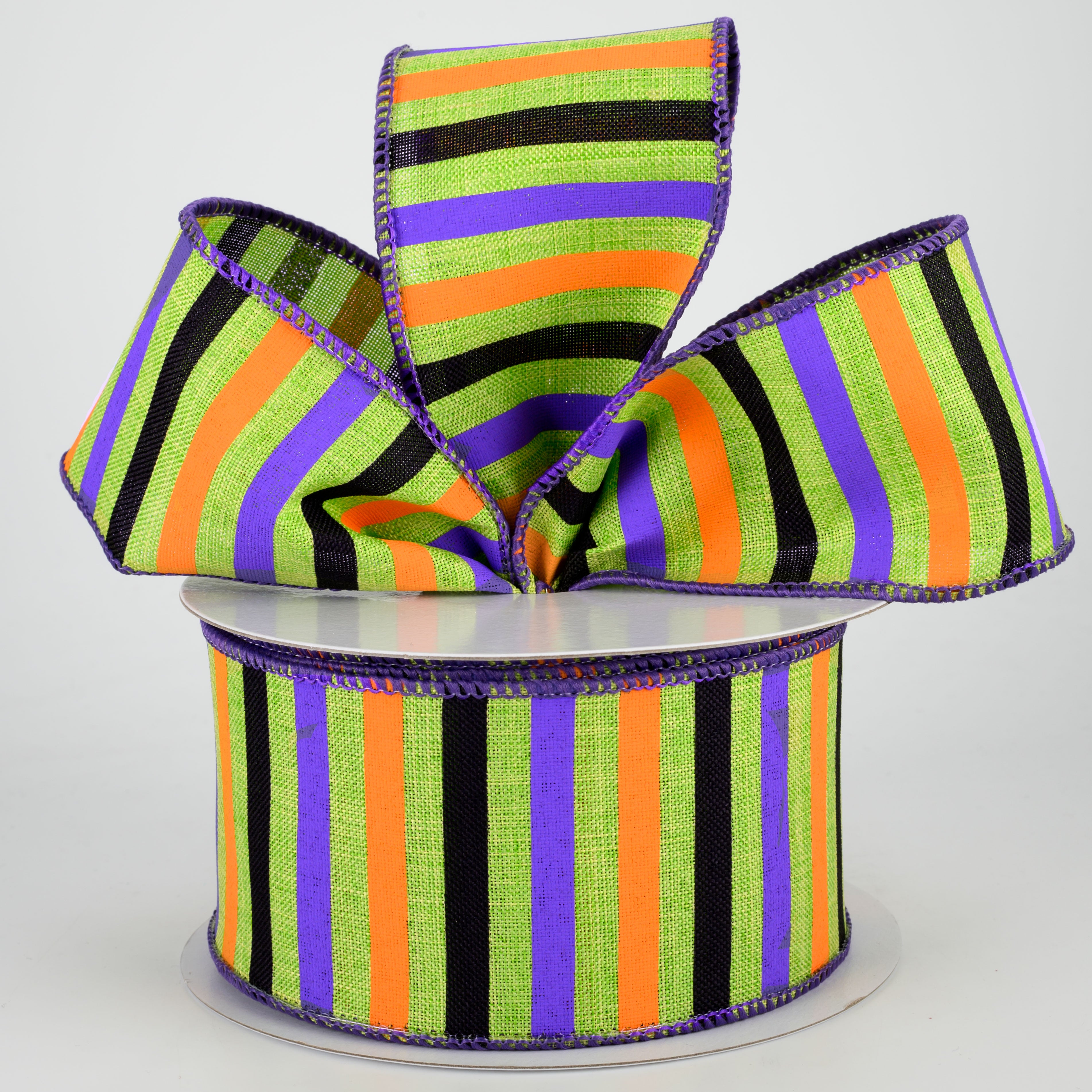 2.5" Halloween Horizontal Stripe Ribbon: Lime (10 Yards) Lifestyle Photo