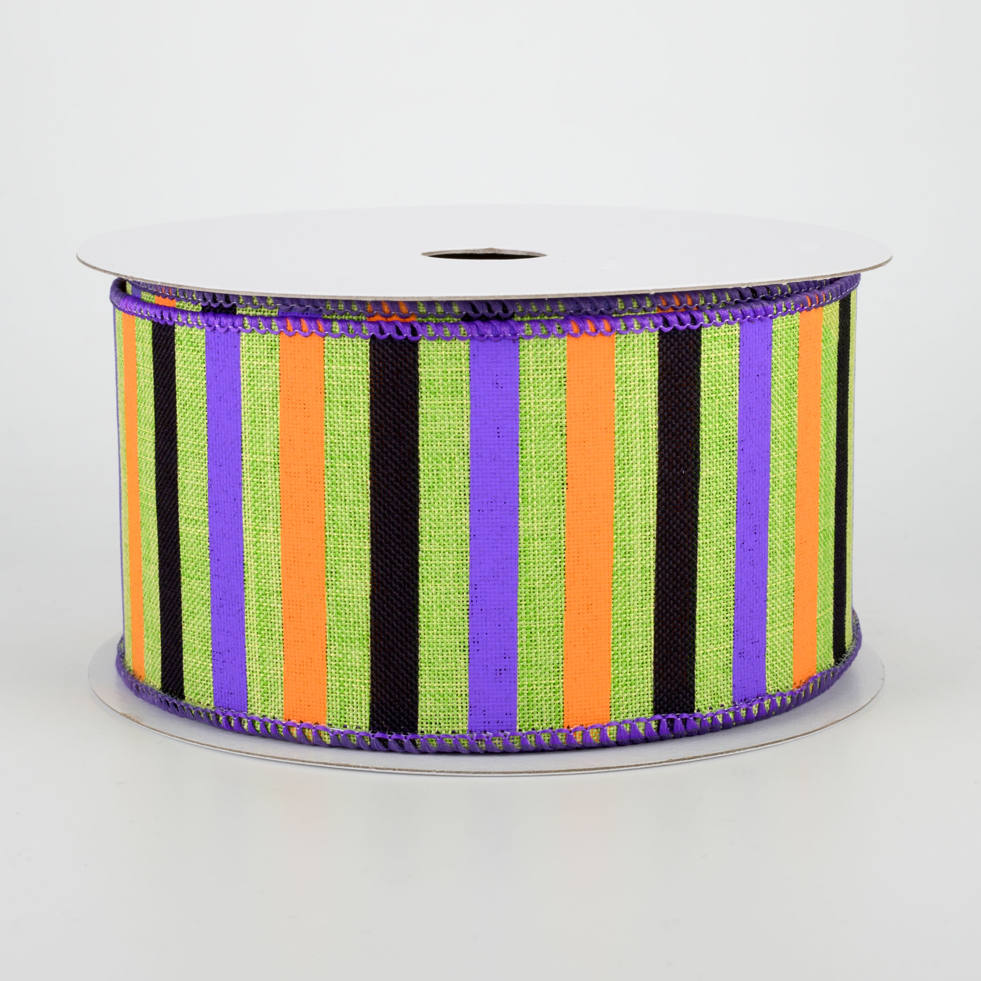 2.5" Halloween Horizontal Stripe Ribbon: Lime (10 Yards)
