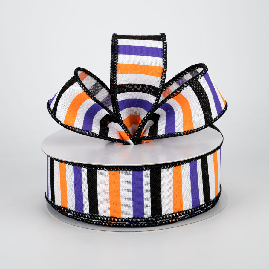 1.5" Halloween Horizontal Stripe Ribbon: White (10 Yards) Lifestyle Photo