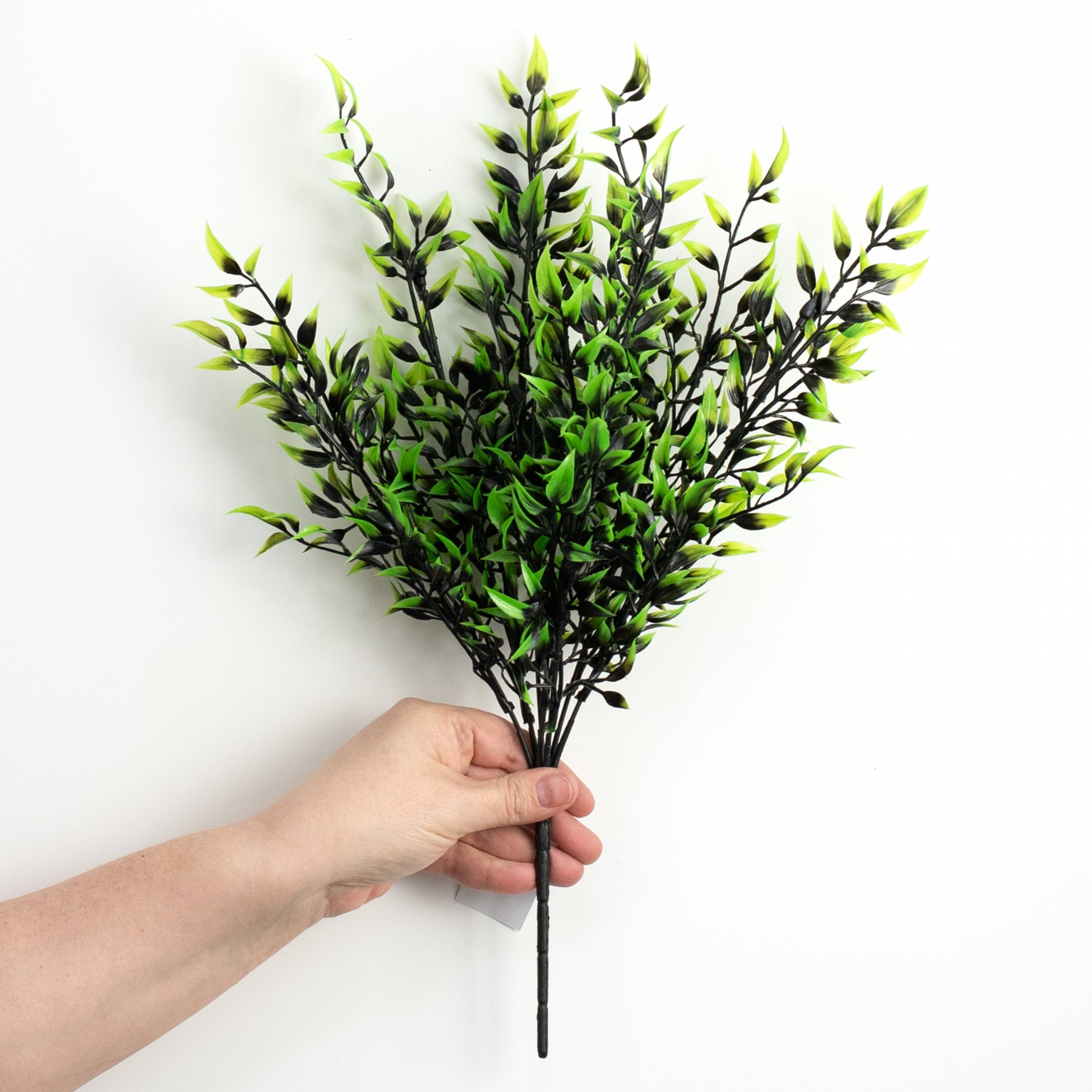 17" Halloween Leaf Bush: Lime Green & Black detail photo 3
