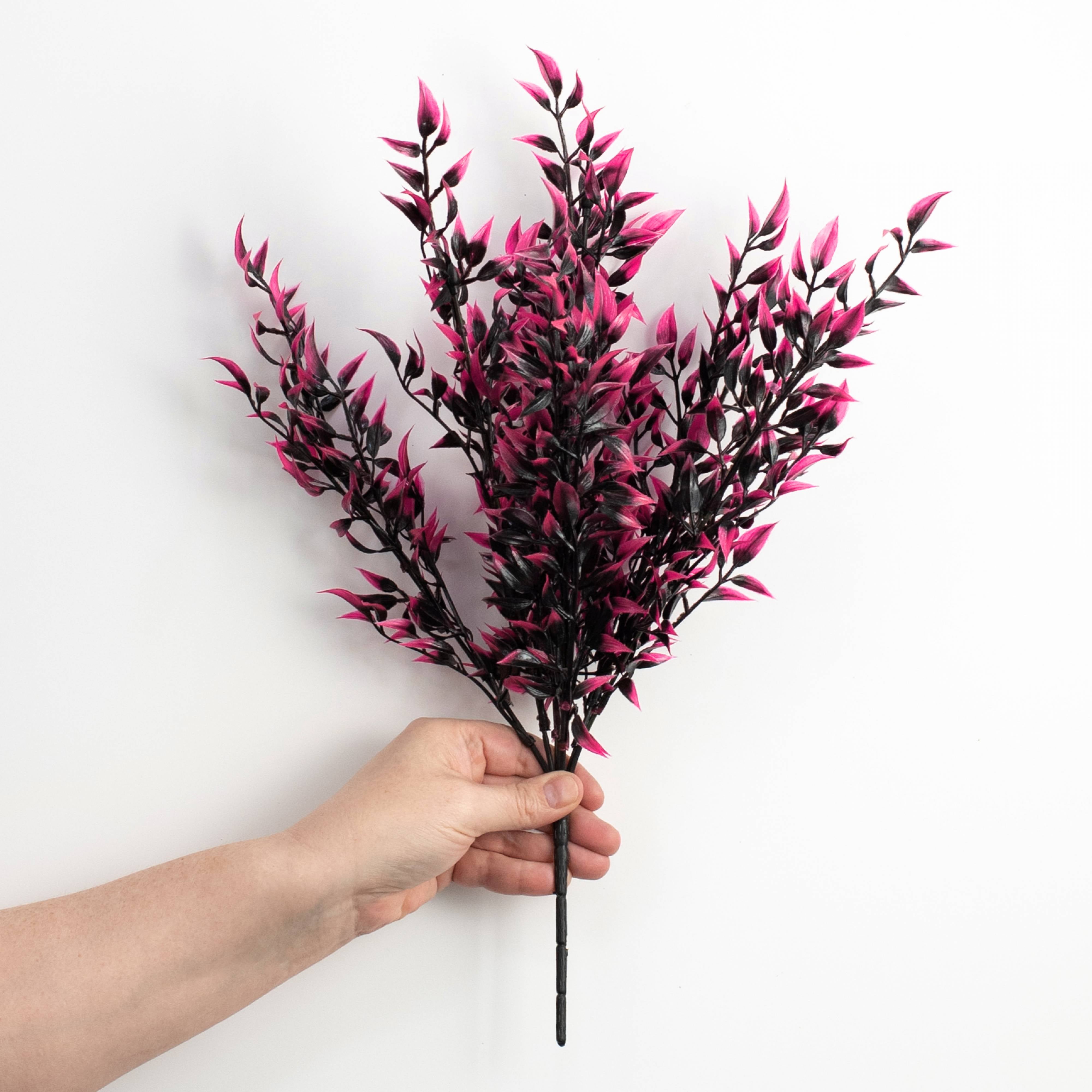 17" Halloween Leaf Bush: Pink & Black detail photo 3
