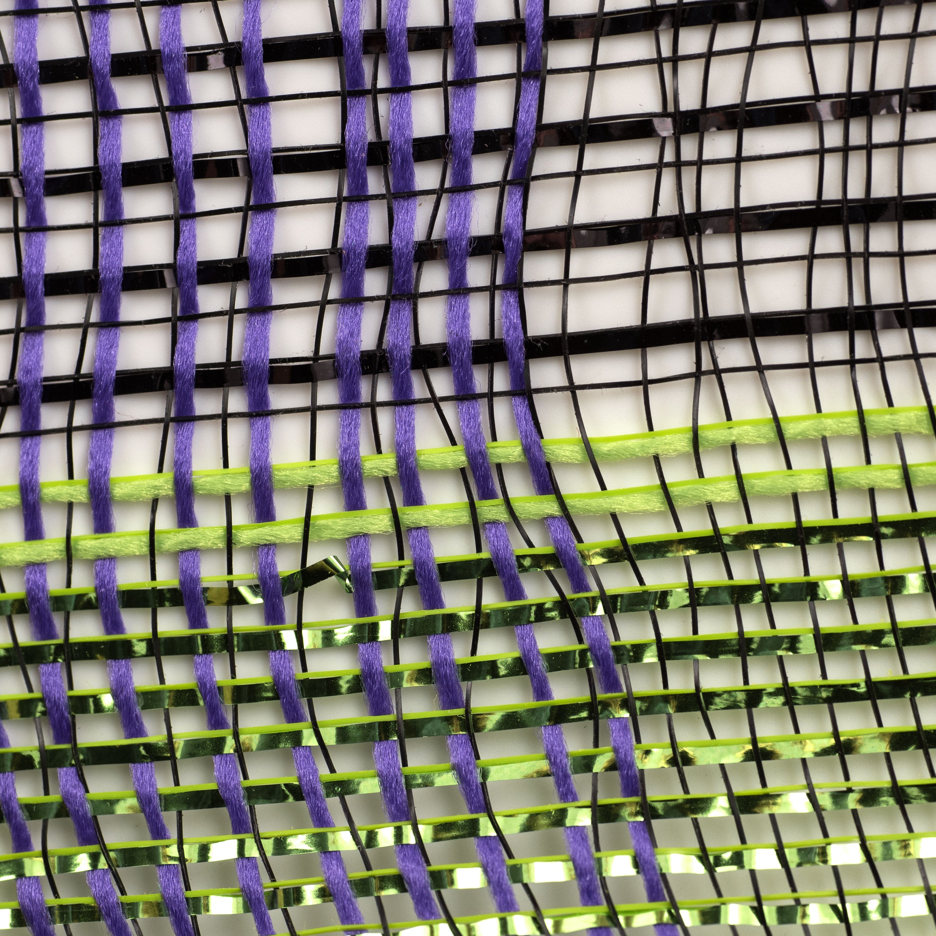 10" Halloween Metallic Plaid Mesh: Black, Purple, Orange, Lime detail photo 3