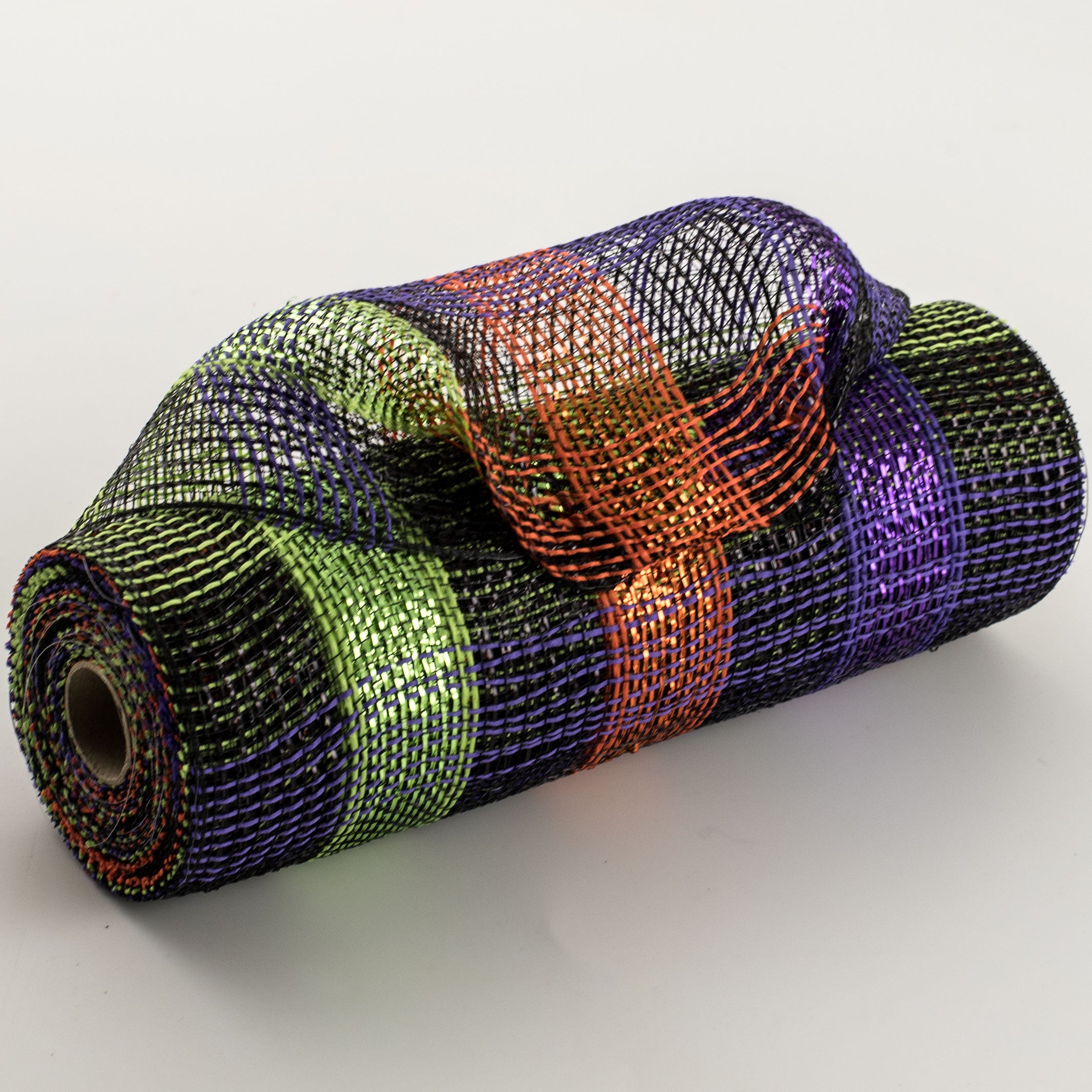10" Halloween Metallic Plaid Mesh: Black, Purple, Orange, Lime Item Number: XB102810-21